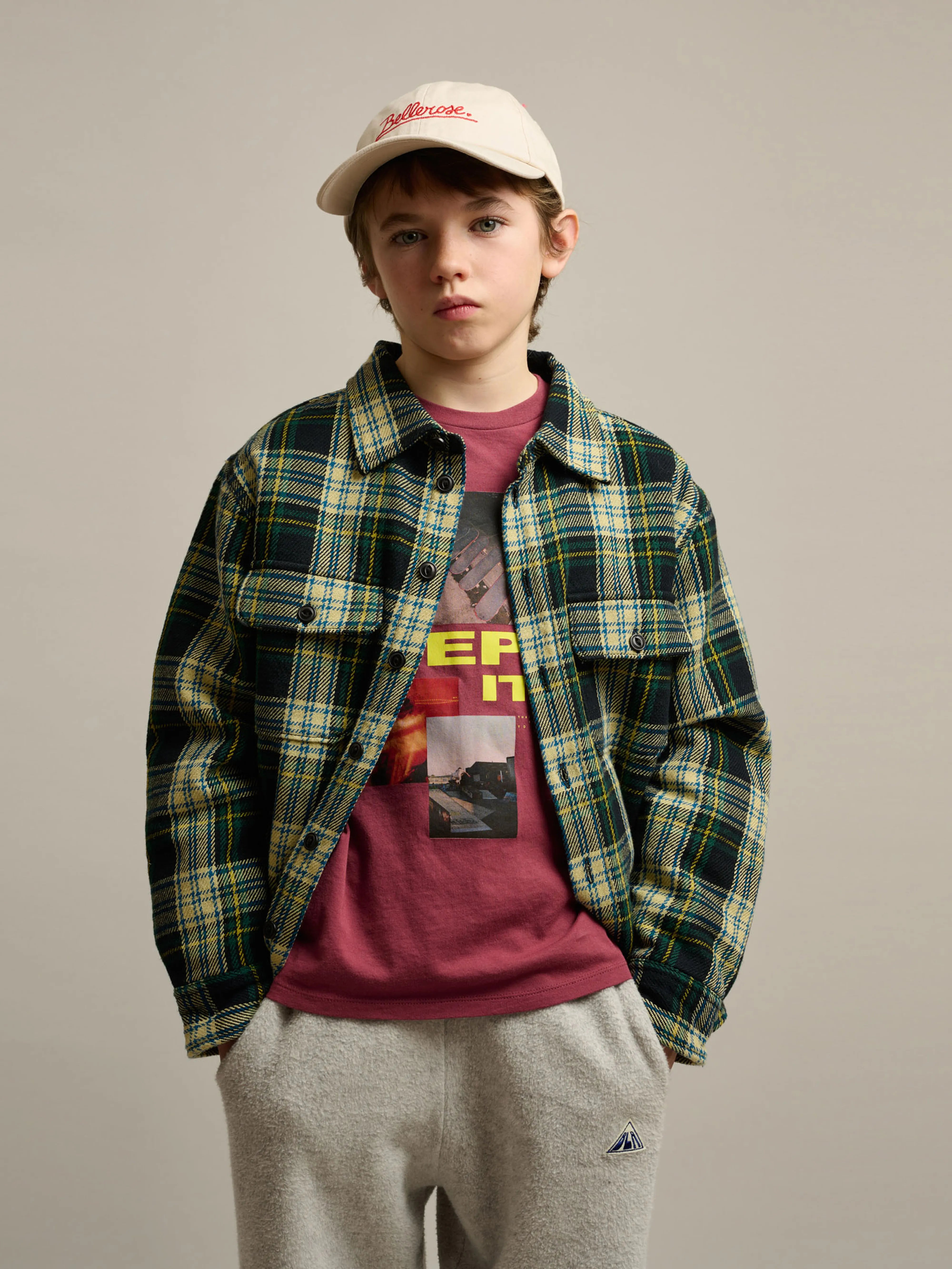 Wally Checked Overshirt - Ecru / Gardenia For Boys | Bellerose