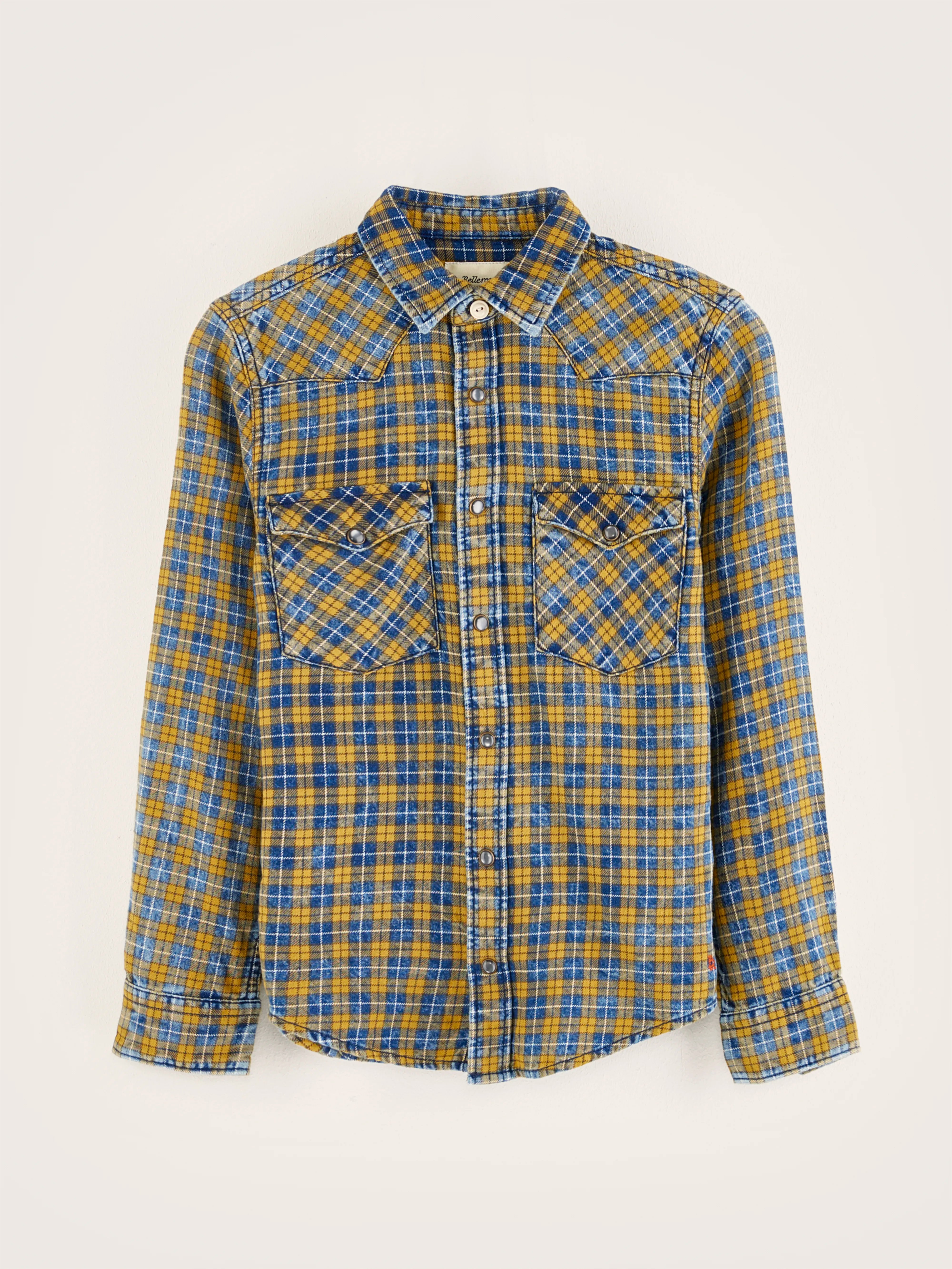 Peio Checked Shirt - Cornflakes / Myosotis For Boys | Bellerose