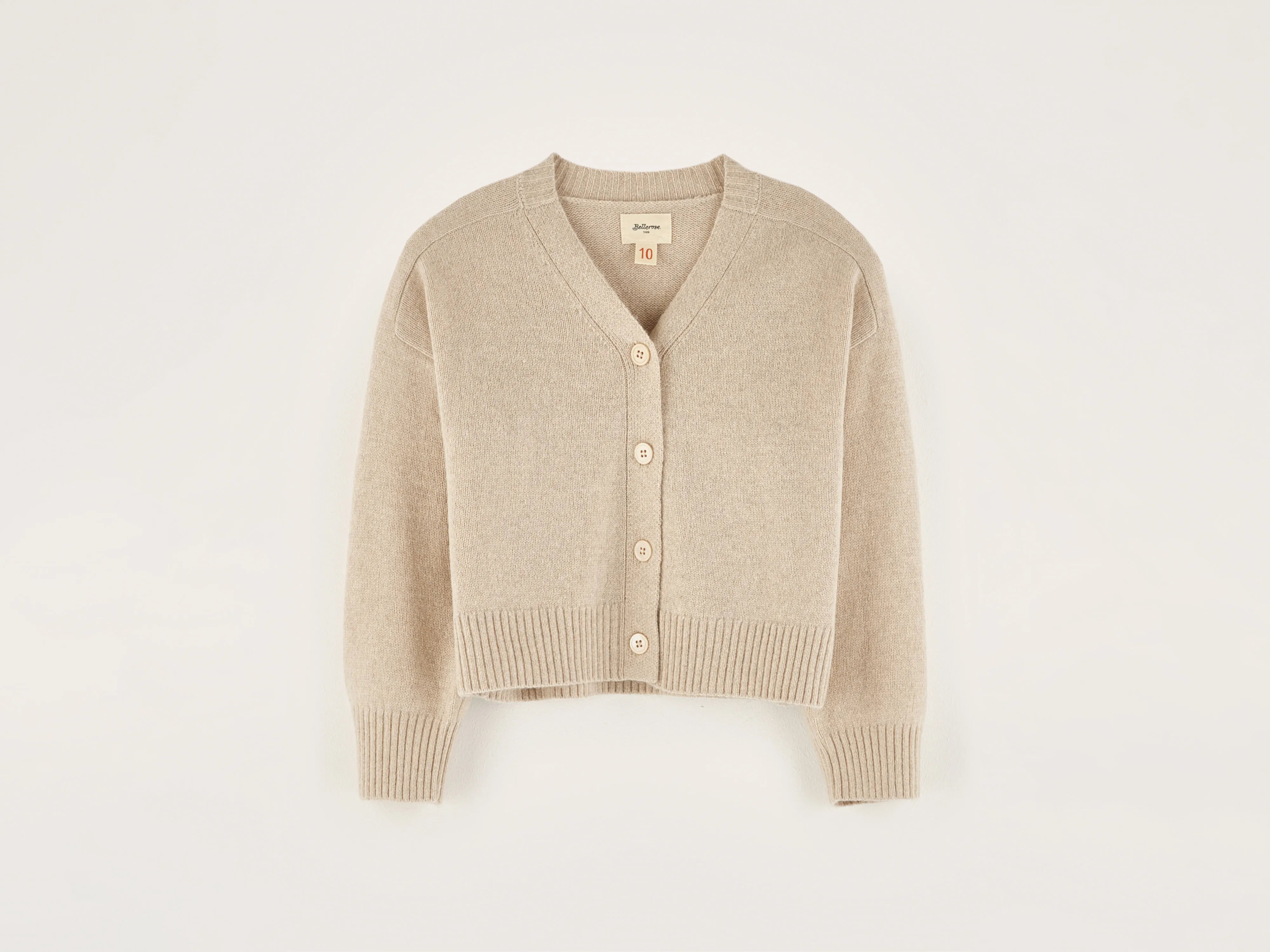 Cardigan col v Gimp (242 / G / OATMEAL)