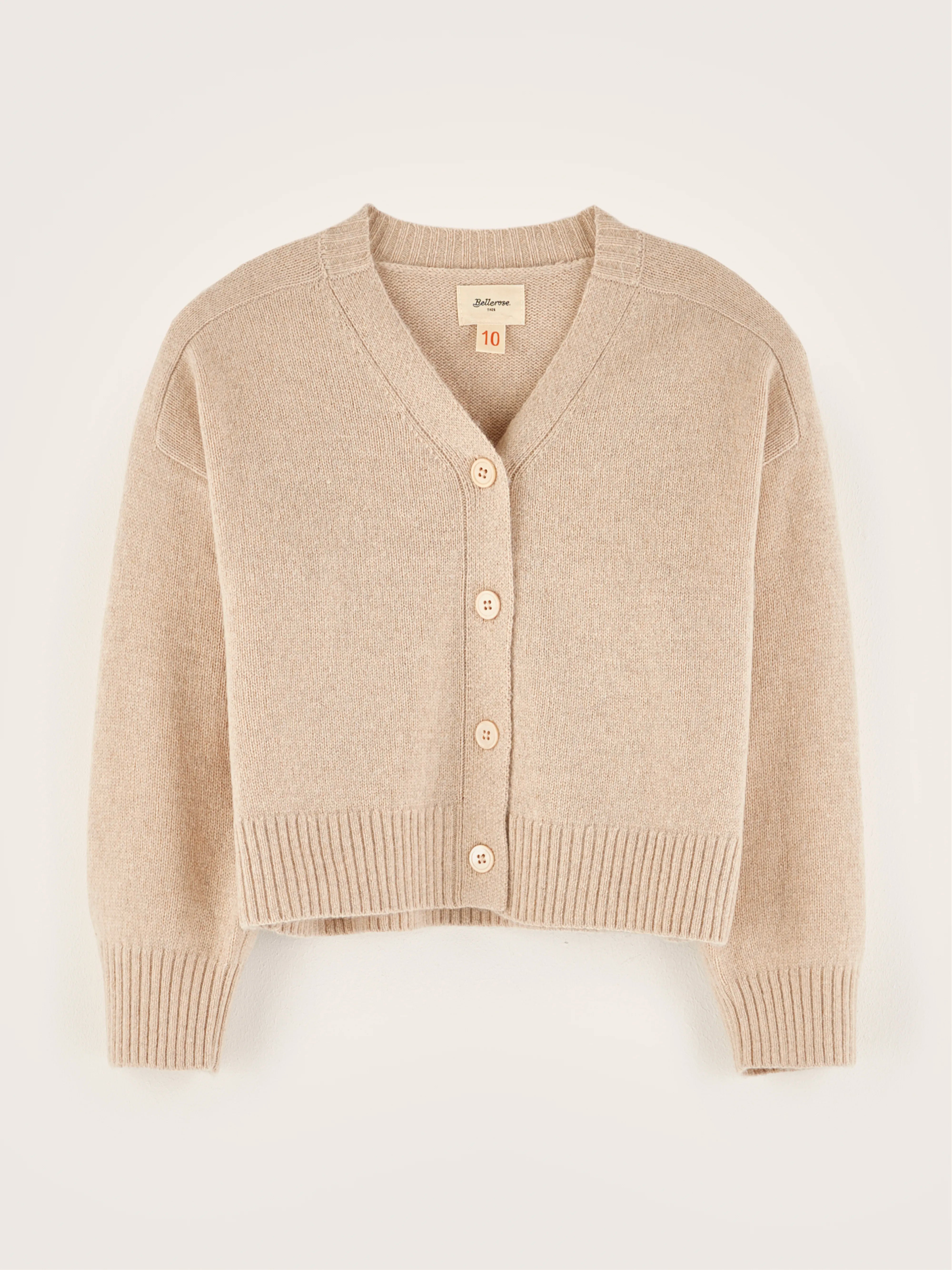 Gimp V-neck Cardigan - Oatmeal For Girls | Bellerose