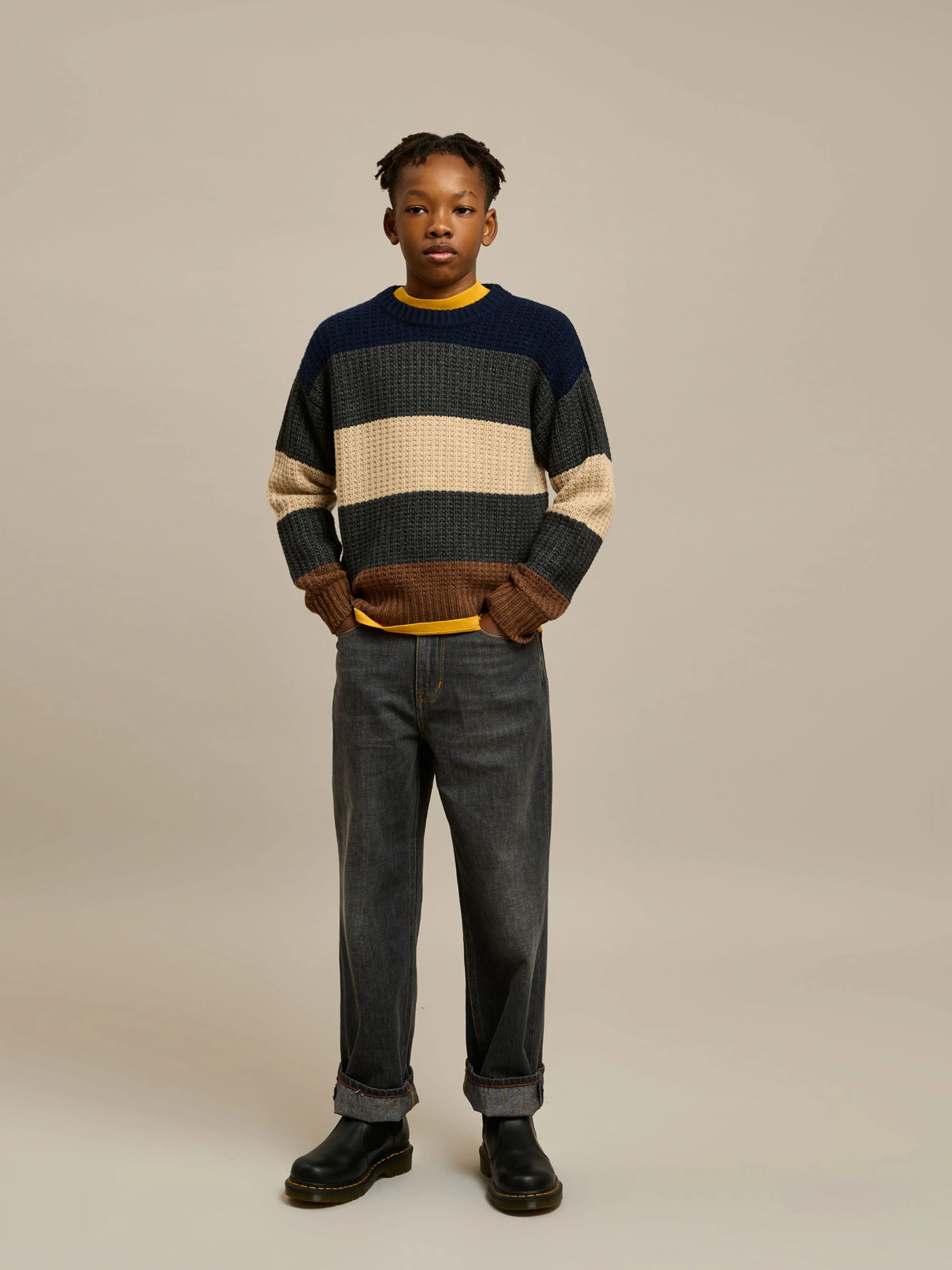 Giman Crew-neck Sweater - America / Oatmeal For Boys | Bellerose