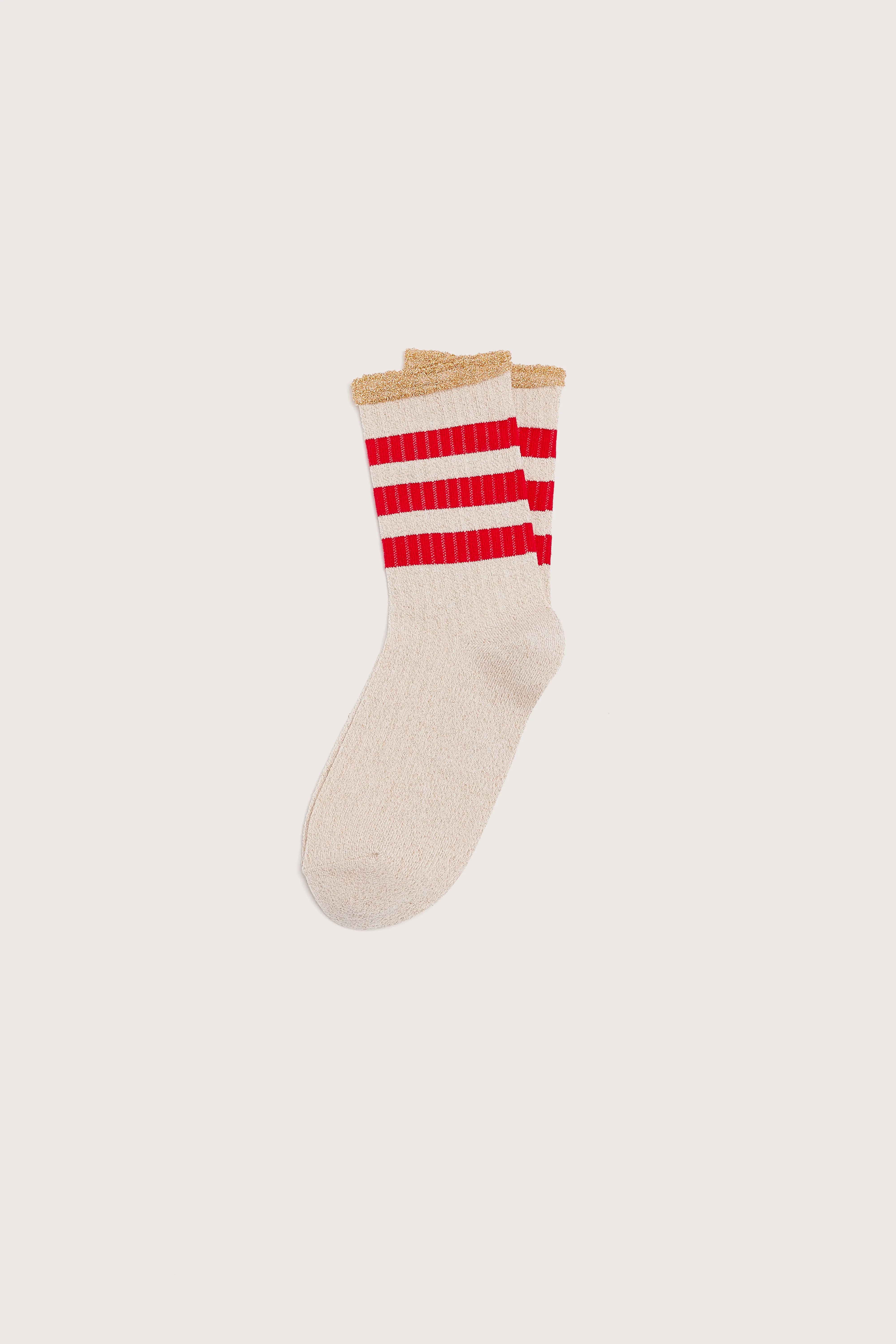 Chaussettes Mi-mollet Byor - Ecru / Gold / Massai red Pour Fille | Bellerose