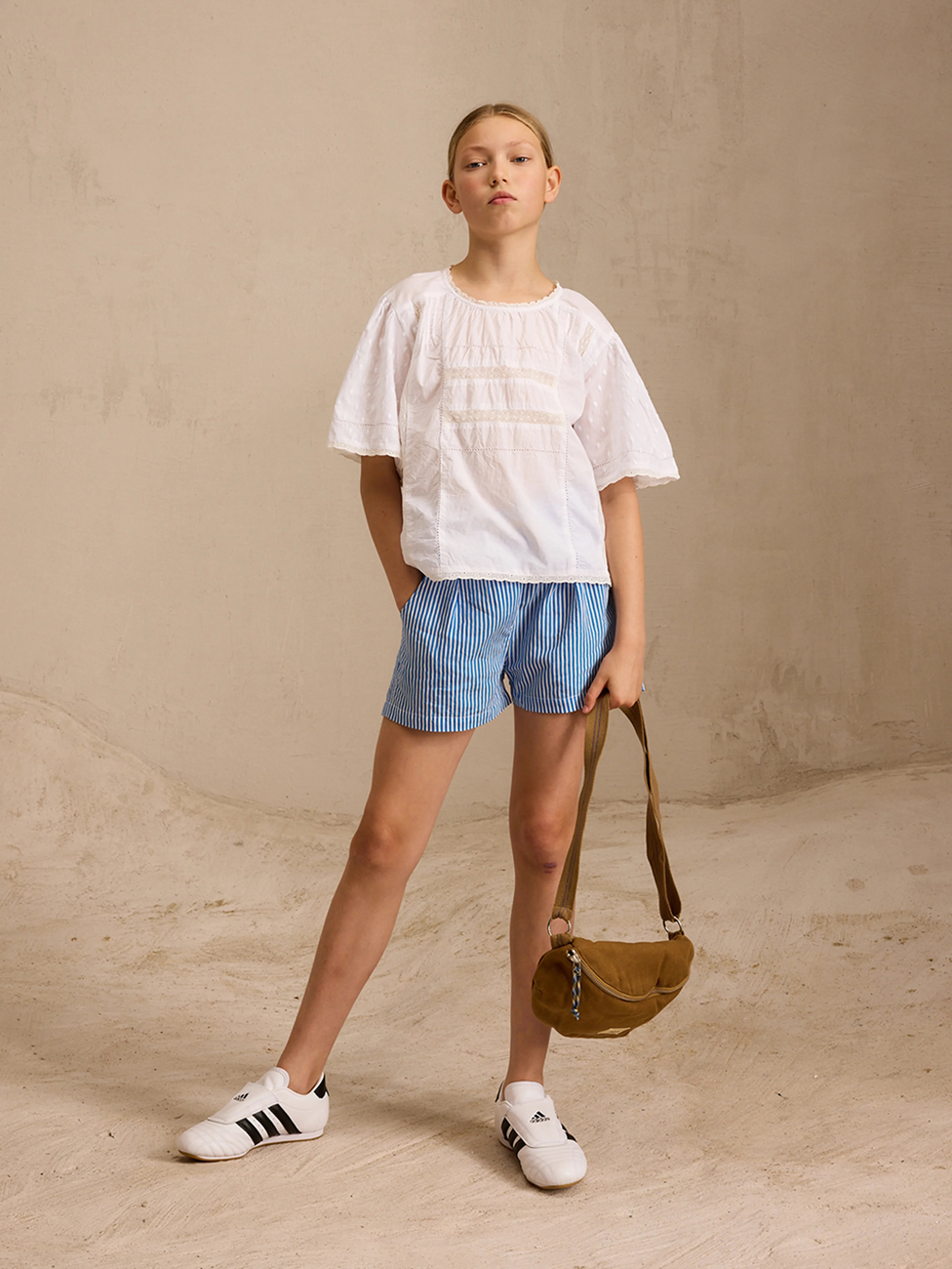 Kate Relaxed Shorts - Touareg / Vintage white For Girls | Bellerose