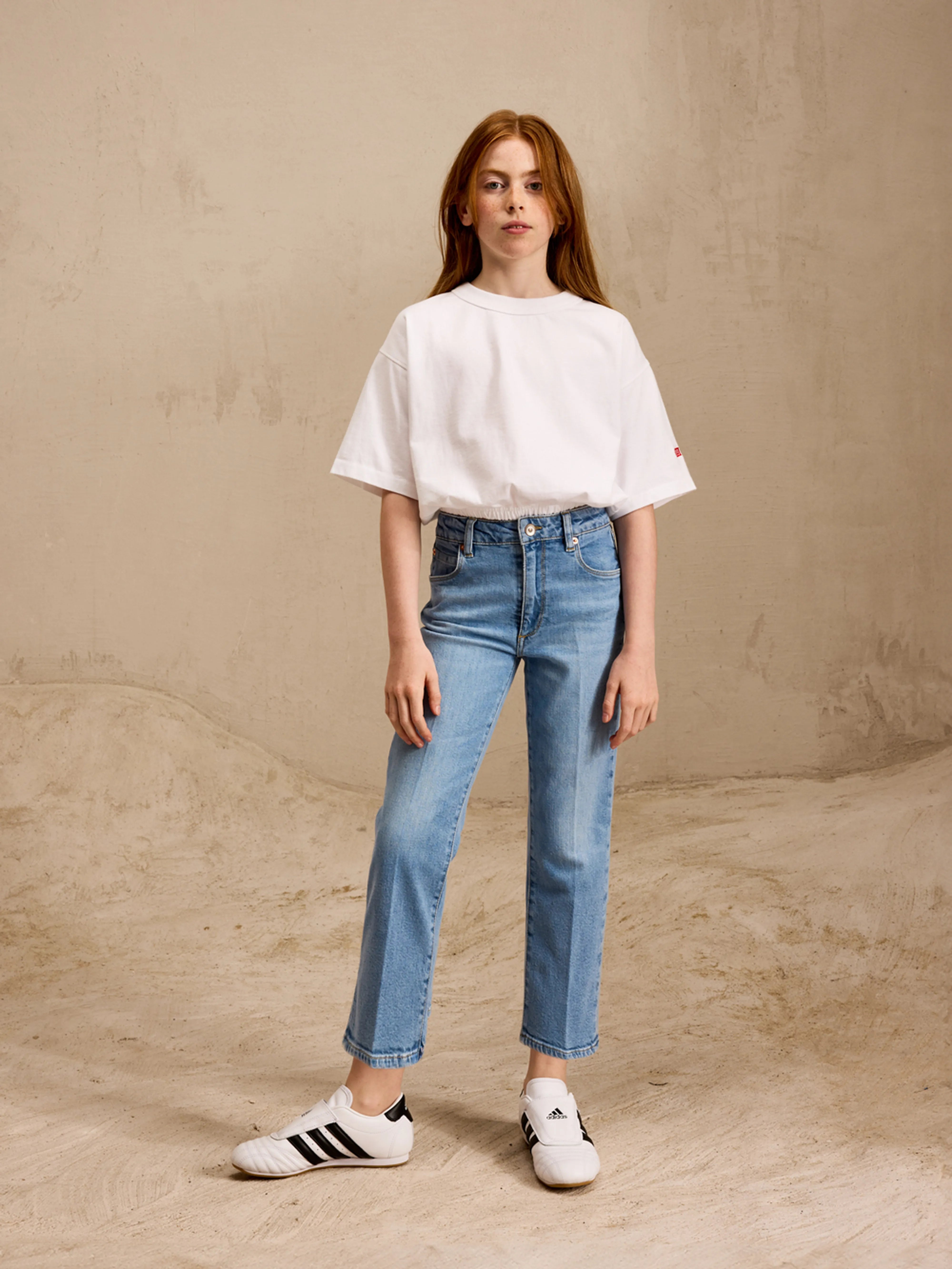 Peny Flared-cropped Jeans - Lt blue stone For Girls | Bellerose