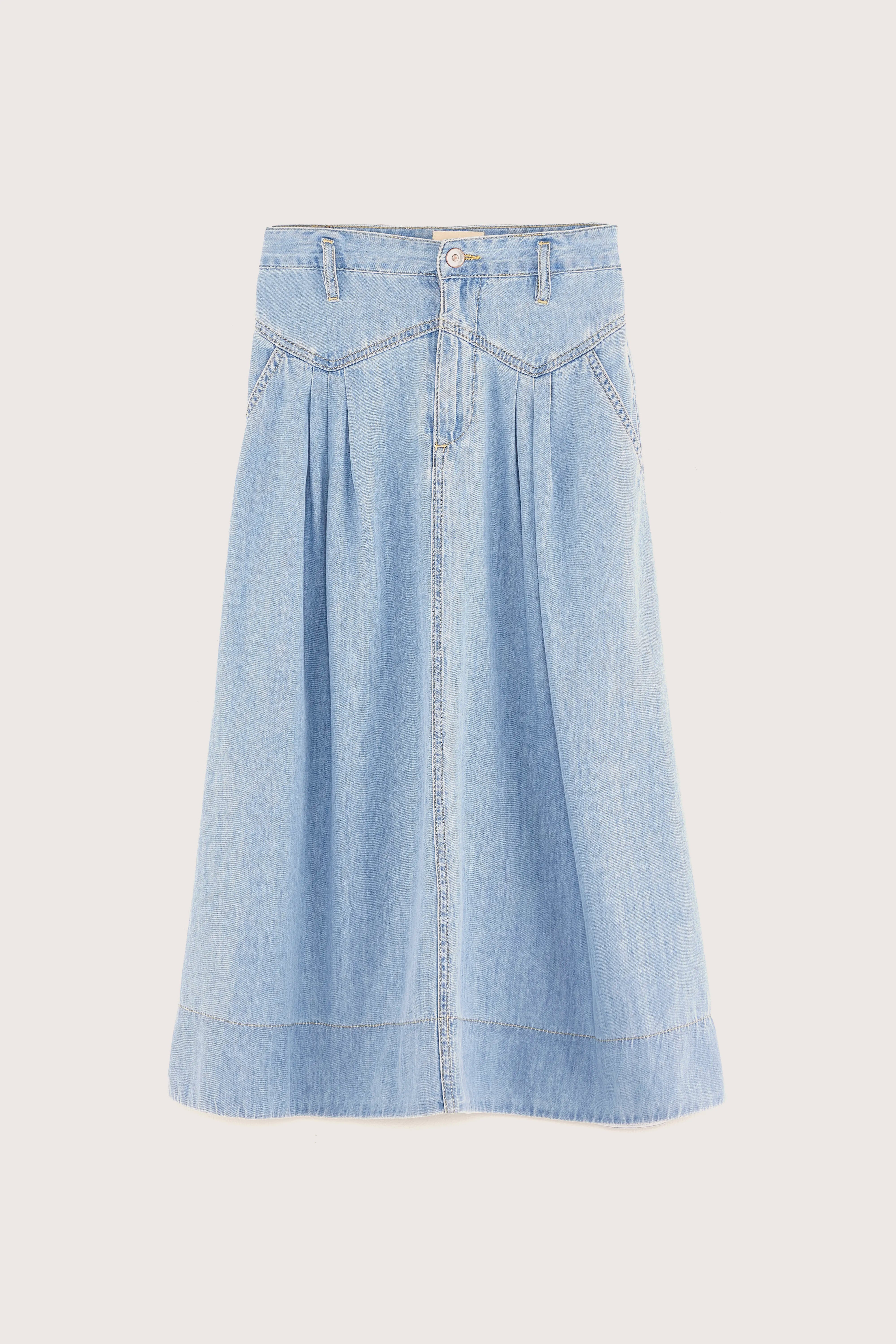 Pivoine Long Denim Skirt - Lt blue bleach For Girls | Bellerose