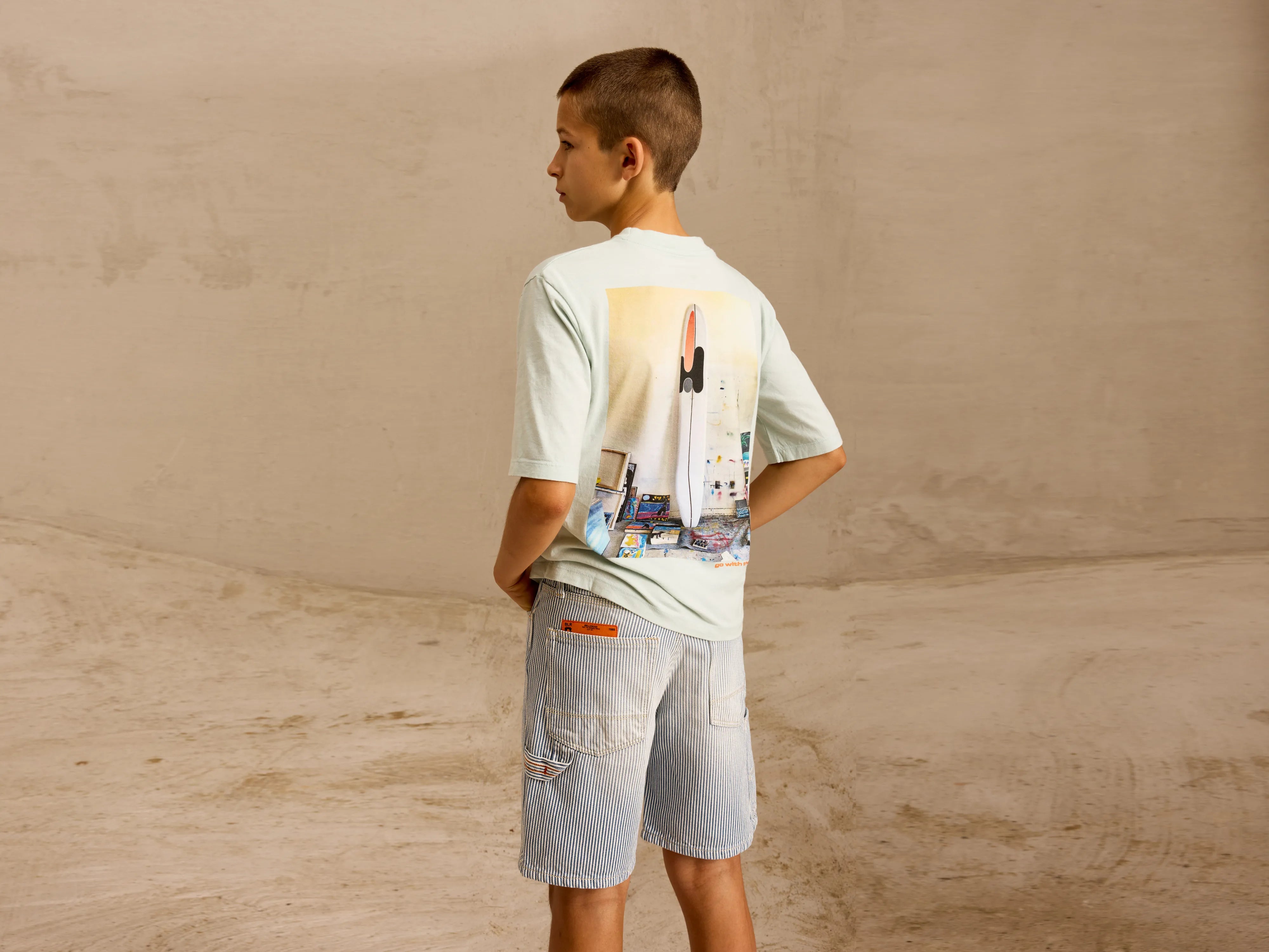 Milow Short-sleeve T-shirt - Aqua / White For Boys | Bellerose