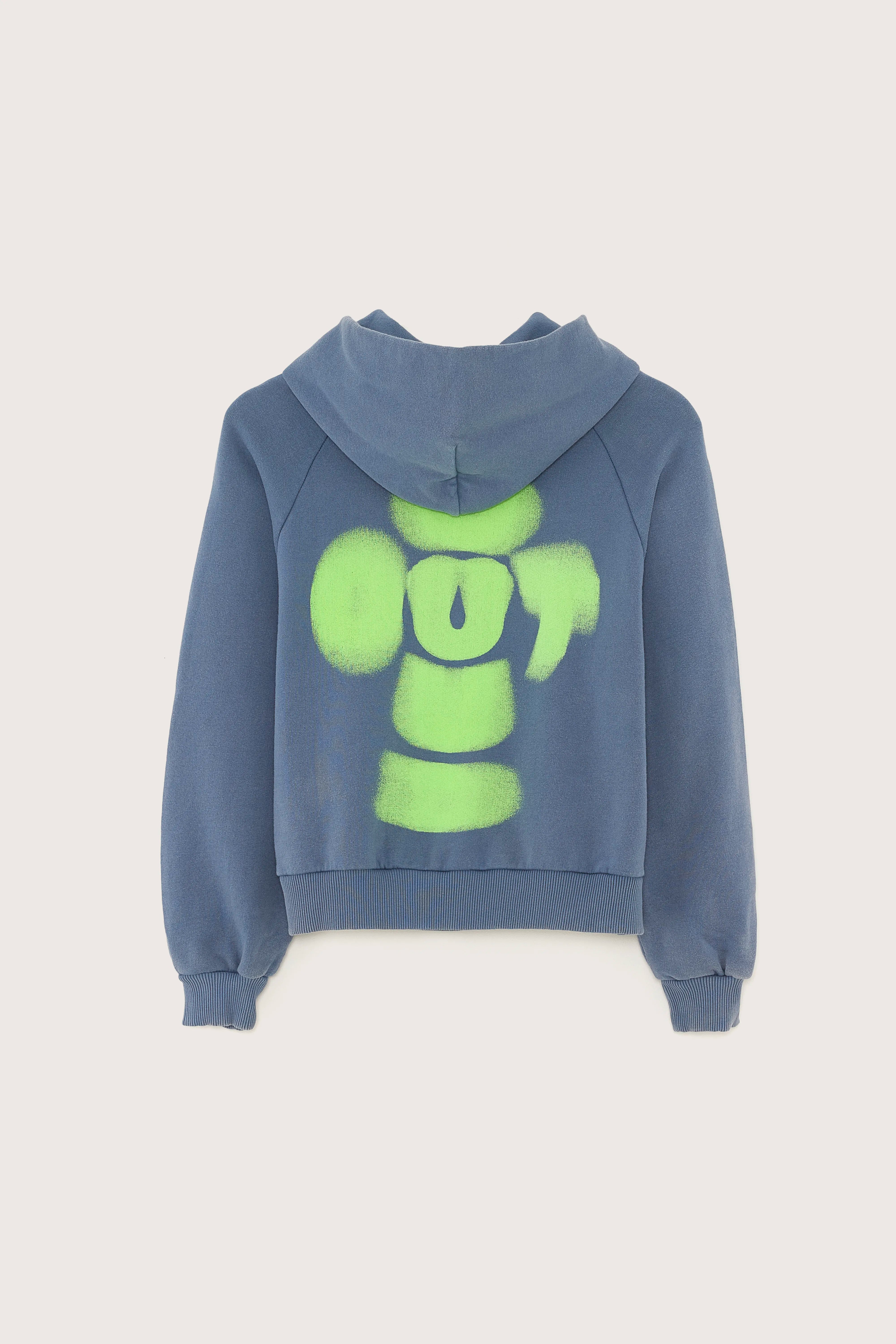 Sweatshirt À Capuche Farolo - Dark wave / Fluo green Pour Garçon | Bellerose