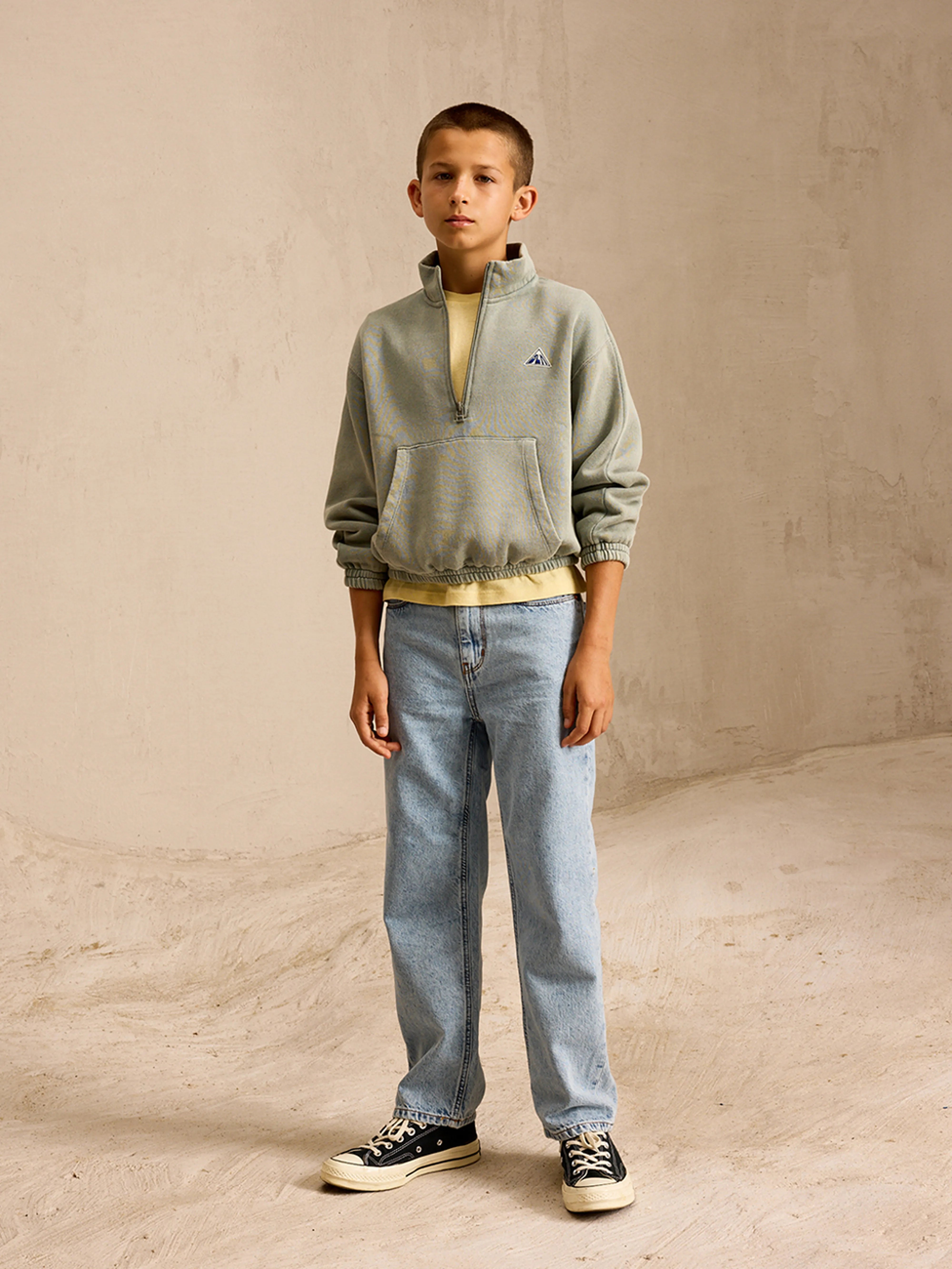 Fabril Sweatshirt Met Halve Rits - Limestone Voor Jongens | Bellerose