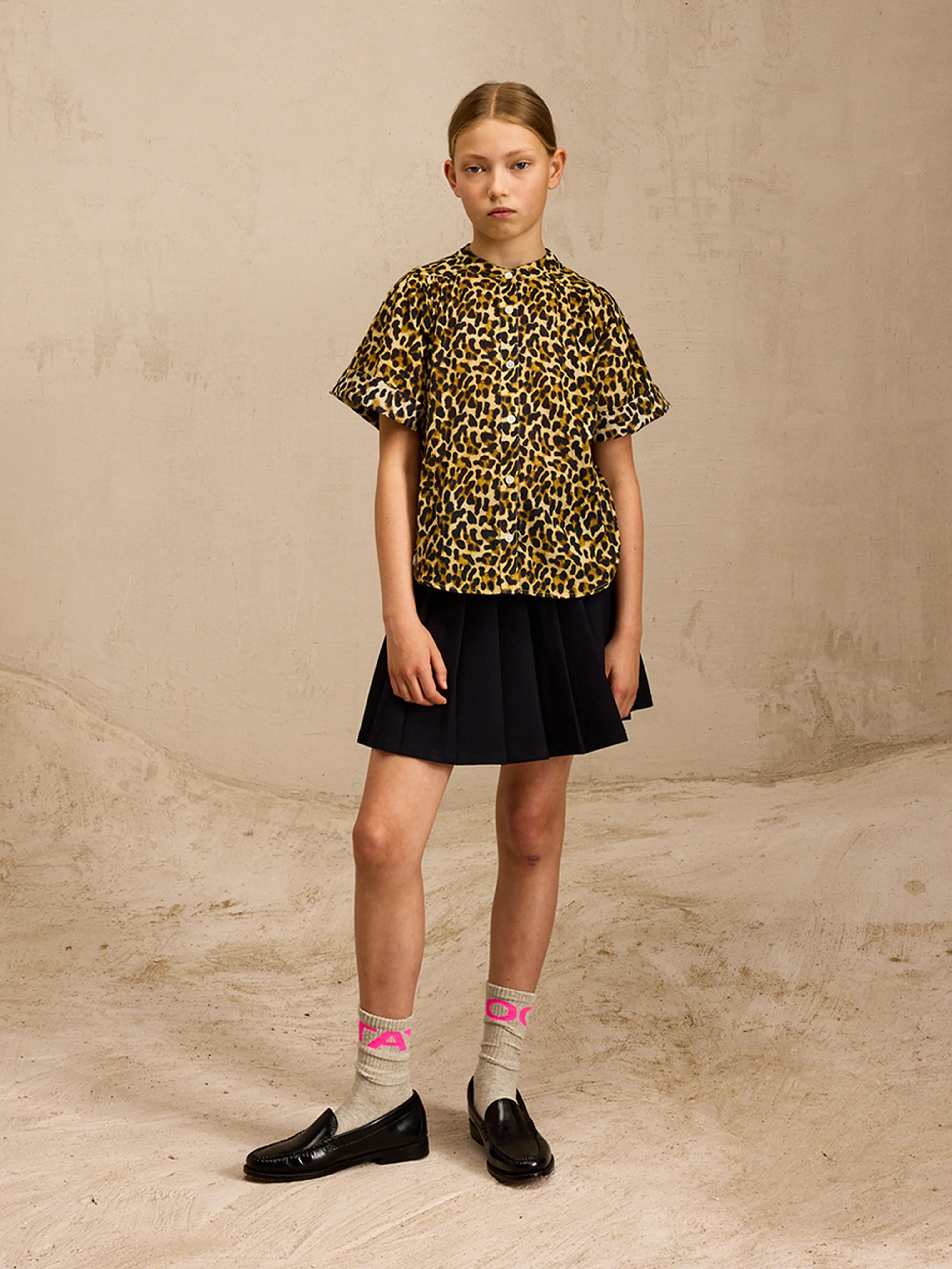 Hopsa Short-sleeve Blouse - Antique gold / Ivory / Mokka For Girls | Bellerose