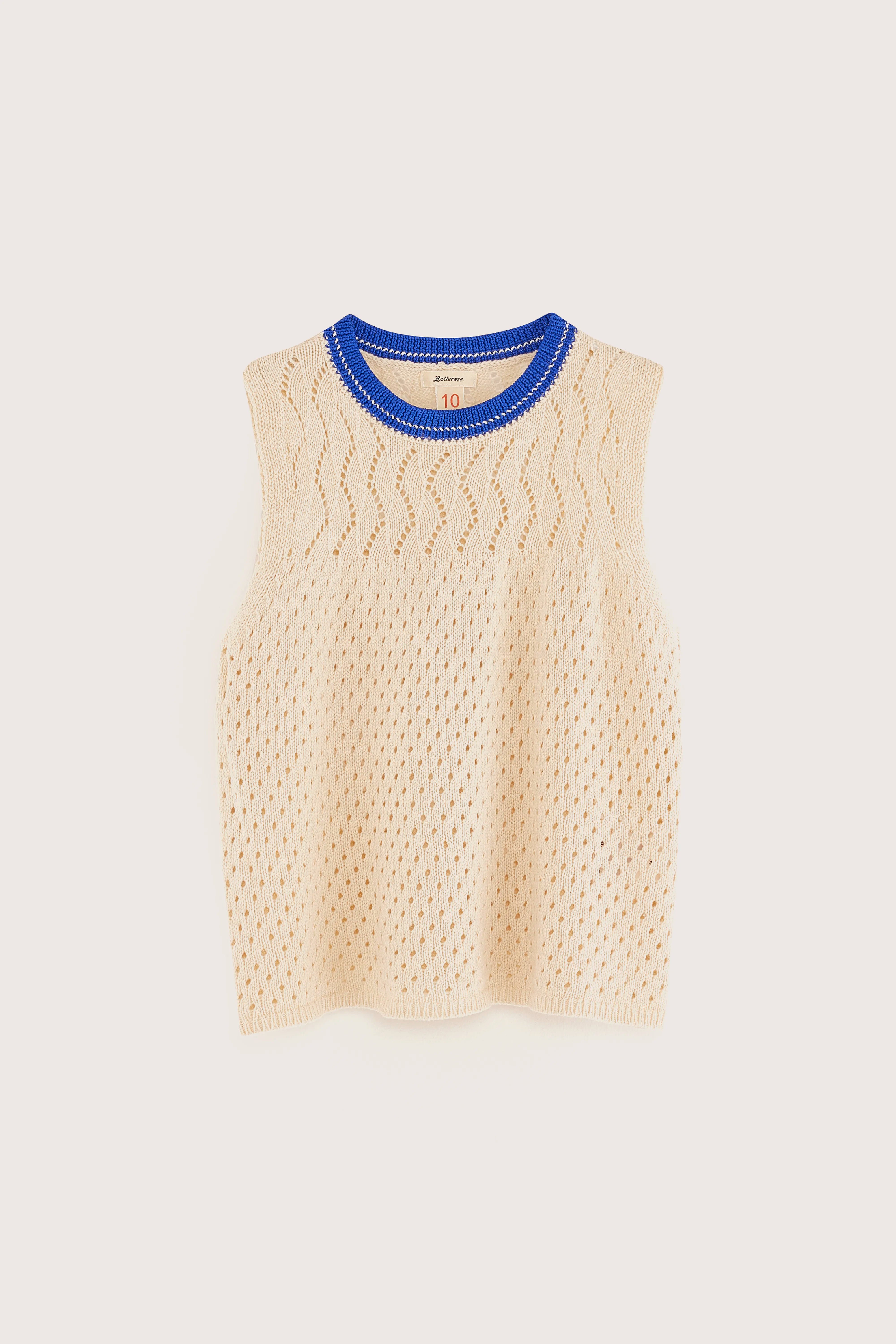 Gehao Regular Knit Top - Ecru / Lazuli / Milky way For Girls | Bellerose