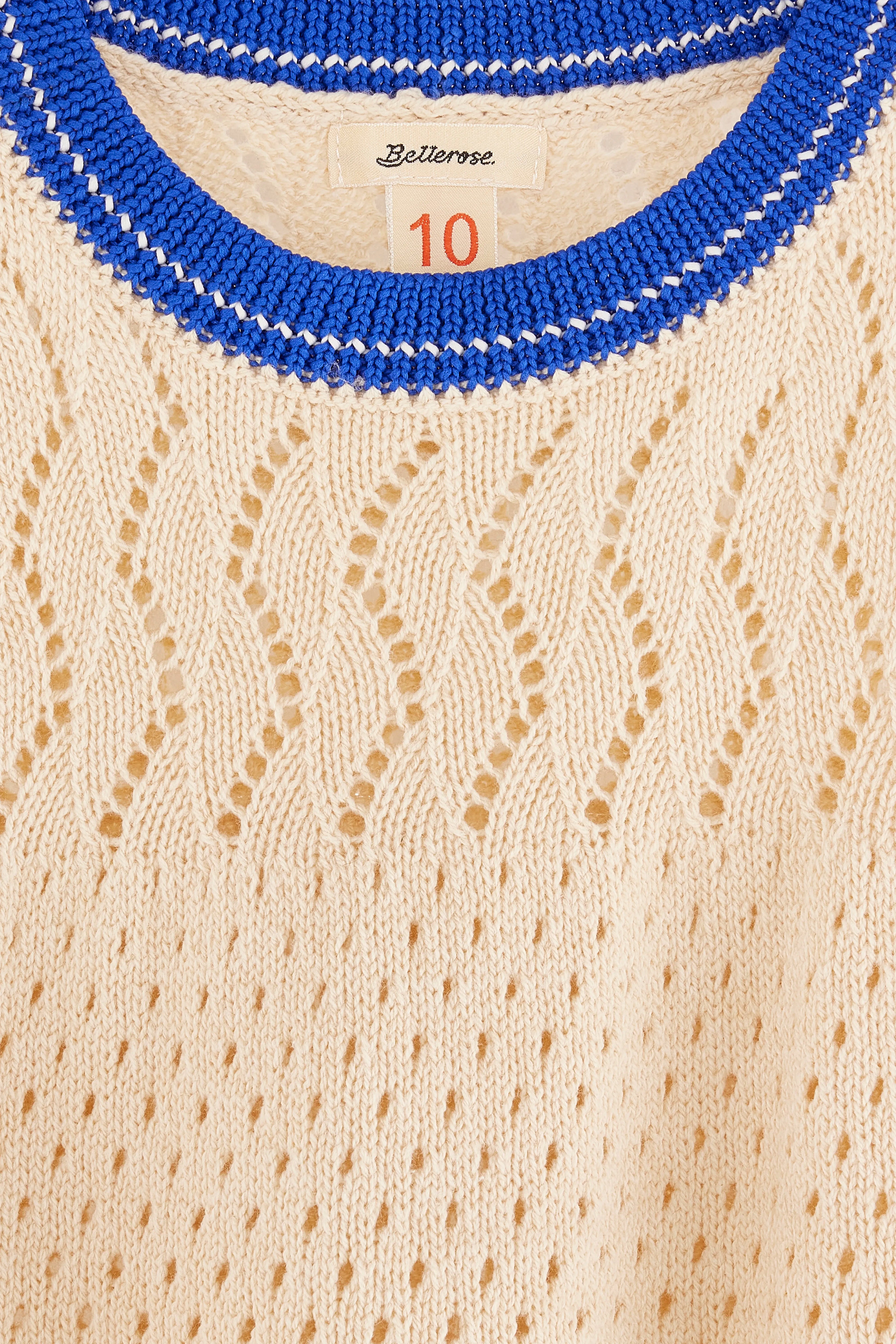 Gehao Regular Knit Top - Ecru / Lazuli / Milky way For Girls | Bellerose