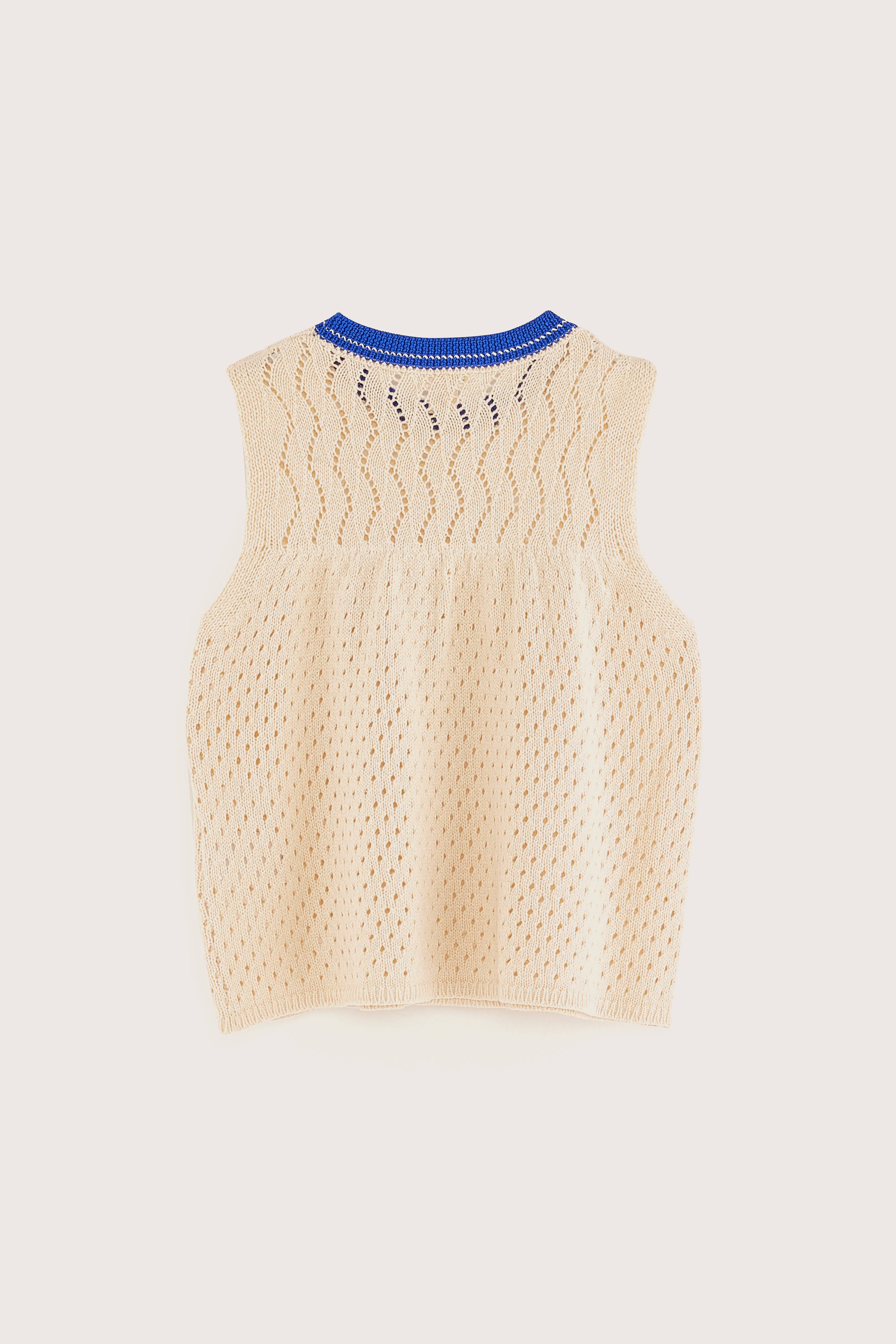 Gehao Regular Knit Top - Ecru / Lazuli / Milky way For Girls | Bellerose