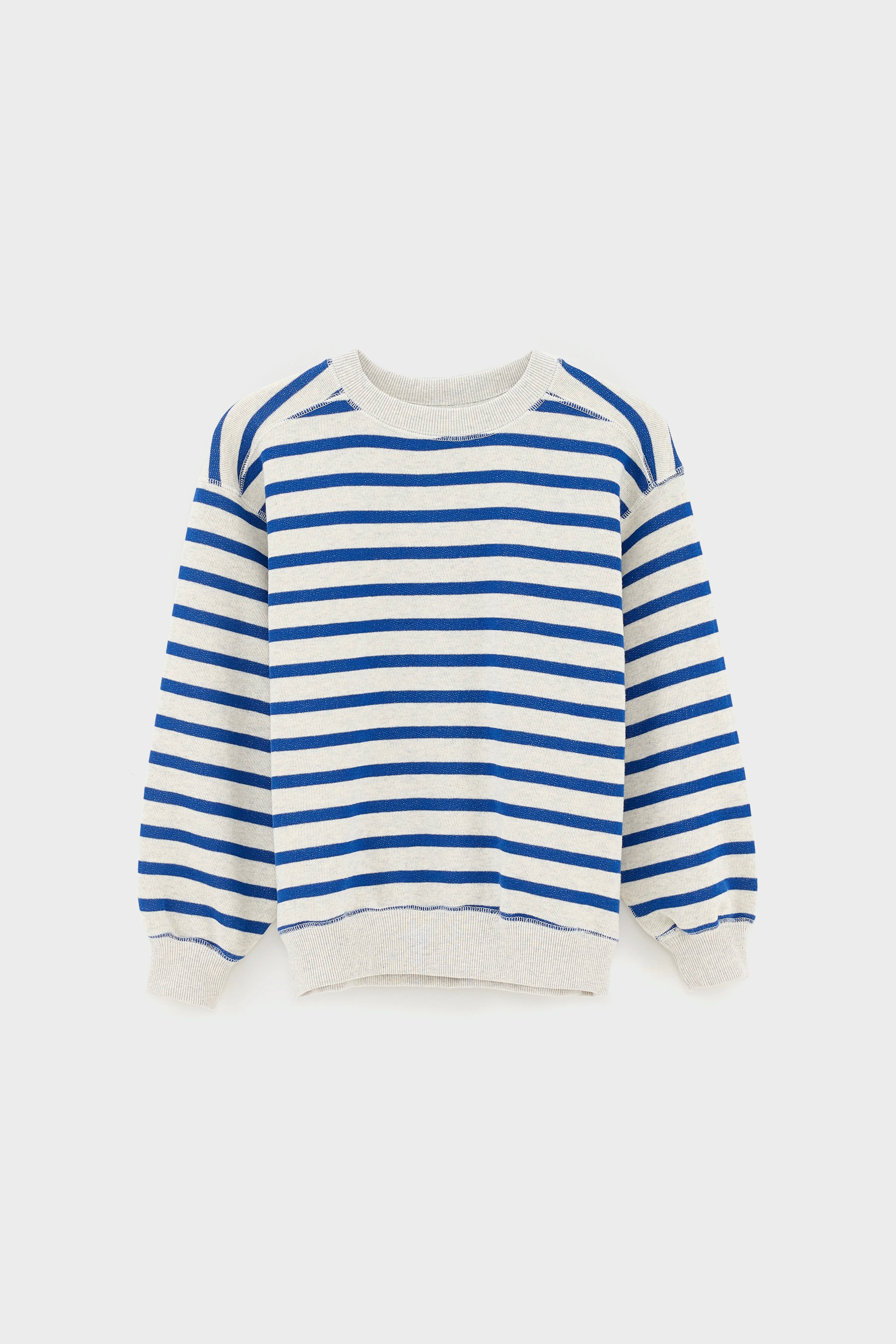 Fadol Striped Ecru Sweatshirt - Blue jeans / Oyster For Girls | Bellerose