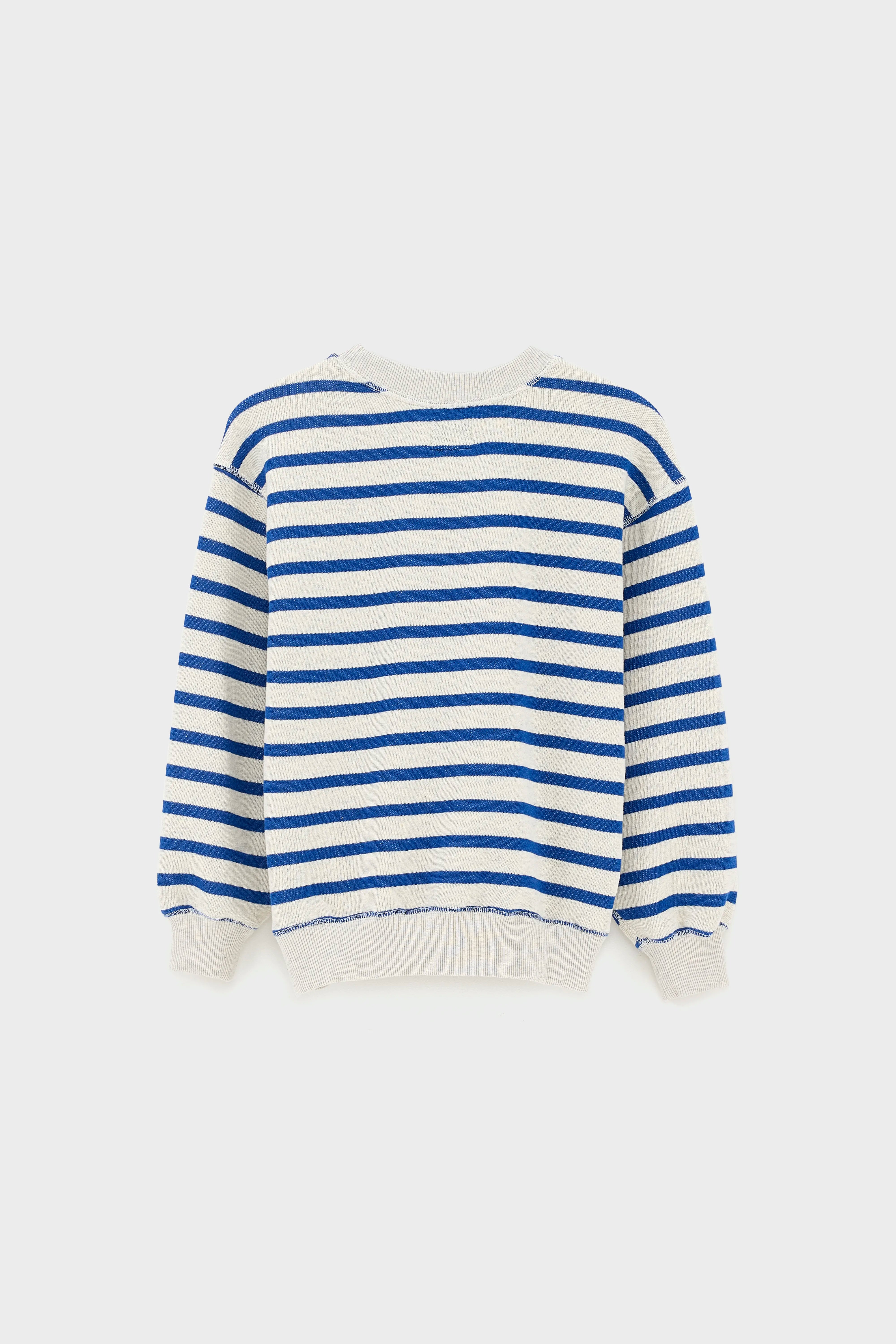 Fadol Striped Ecru Sweatshirt - Blue jeans / Oyster For Girls | Bellerose