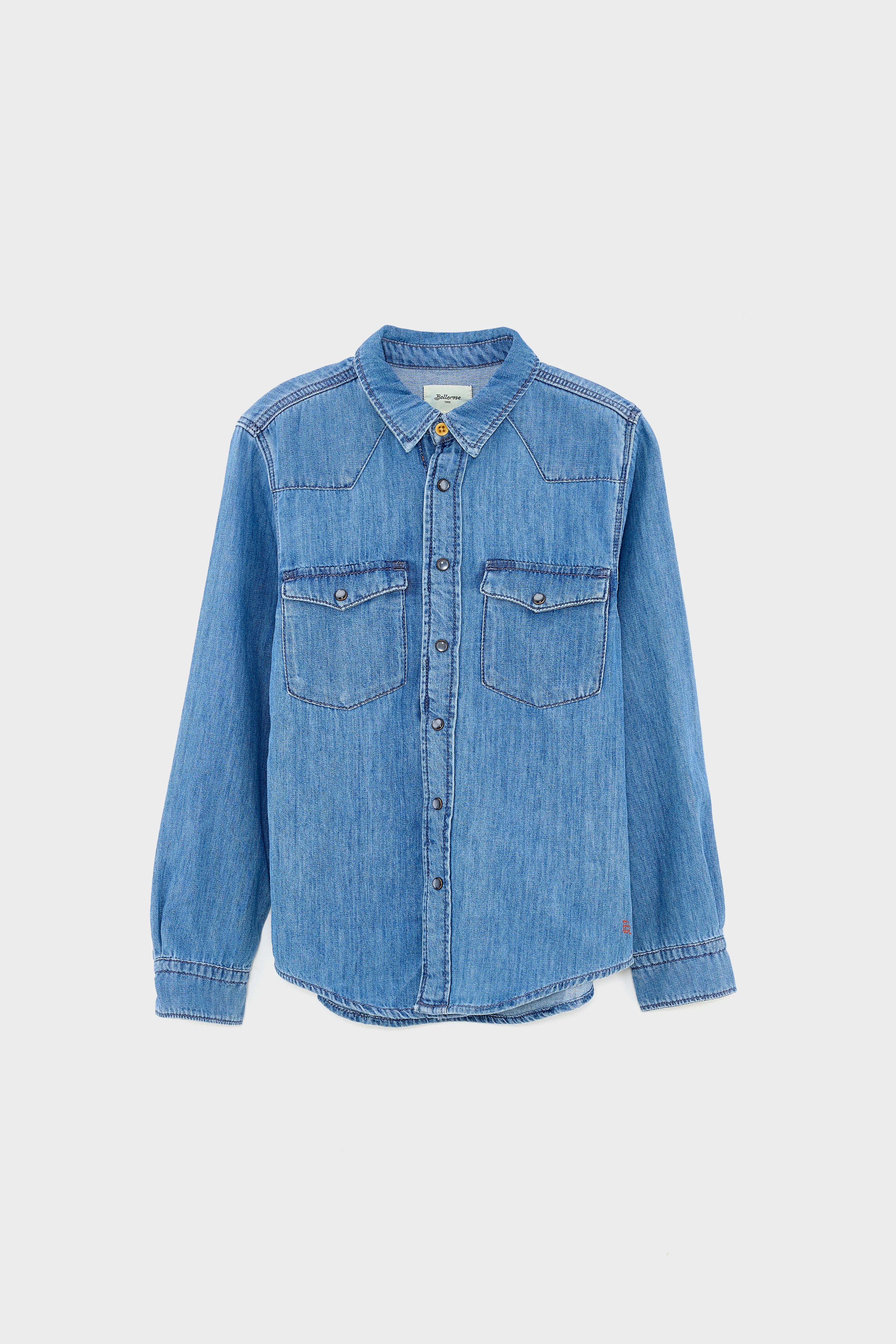 Peio Blauw Denim Western Hemd - Bleach Voor Jongens | Bellerose