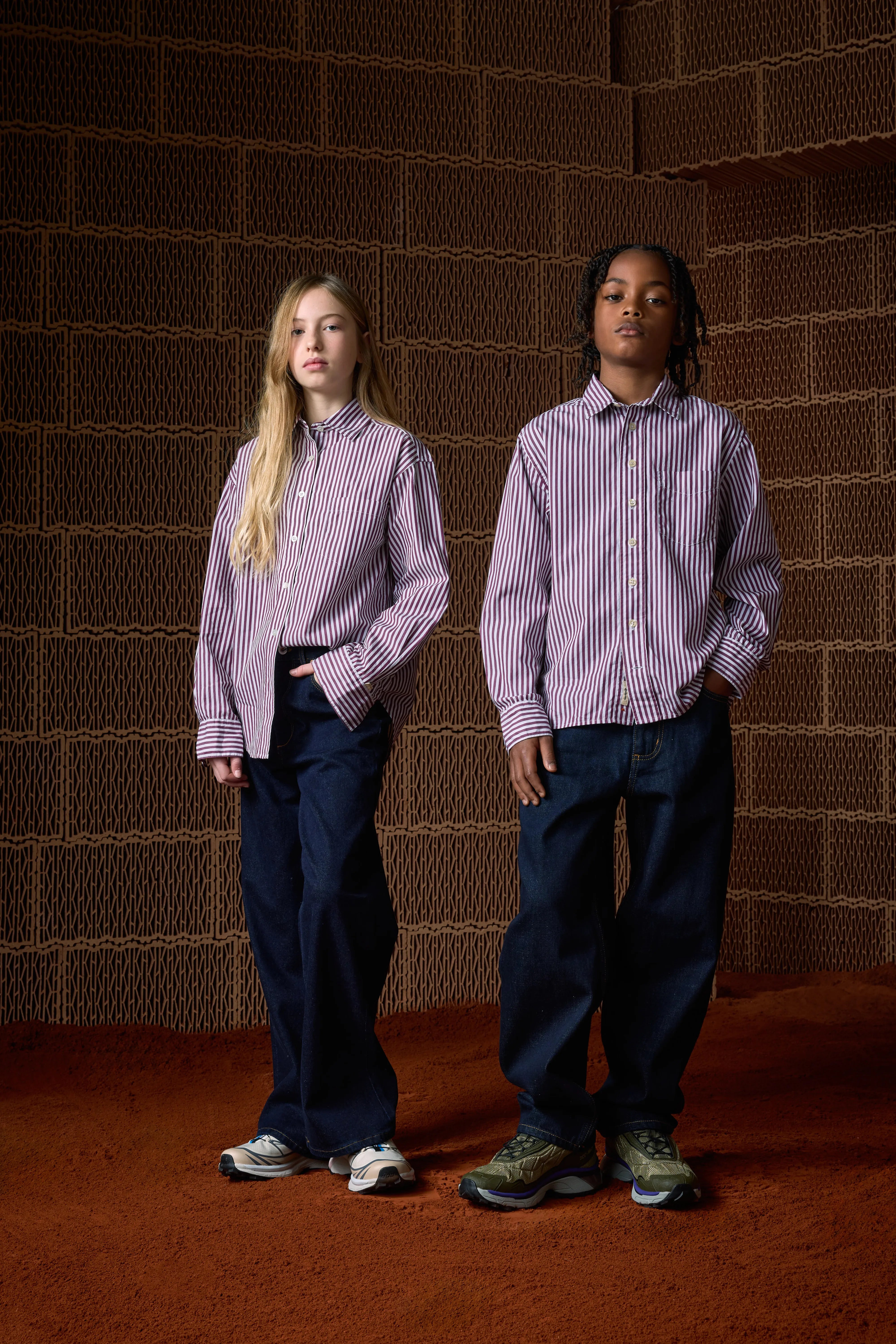 Gulian Gestreept Hemd - Burgundy / White Voor Jongens | Bellerose