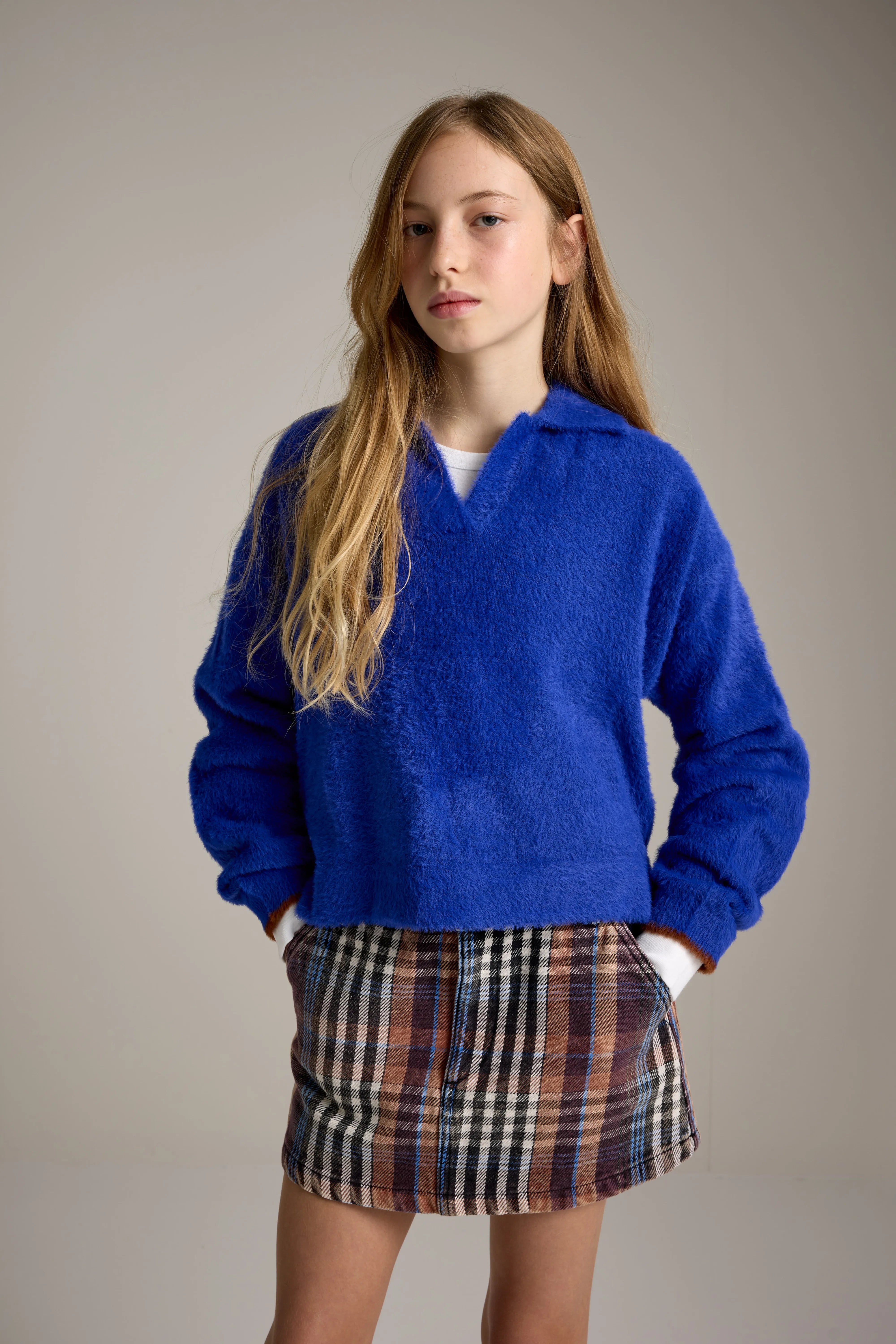Golak Trui Met Polo Hals - Blueworker / Brown sugar Voor Meisjes | Bellerose