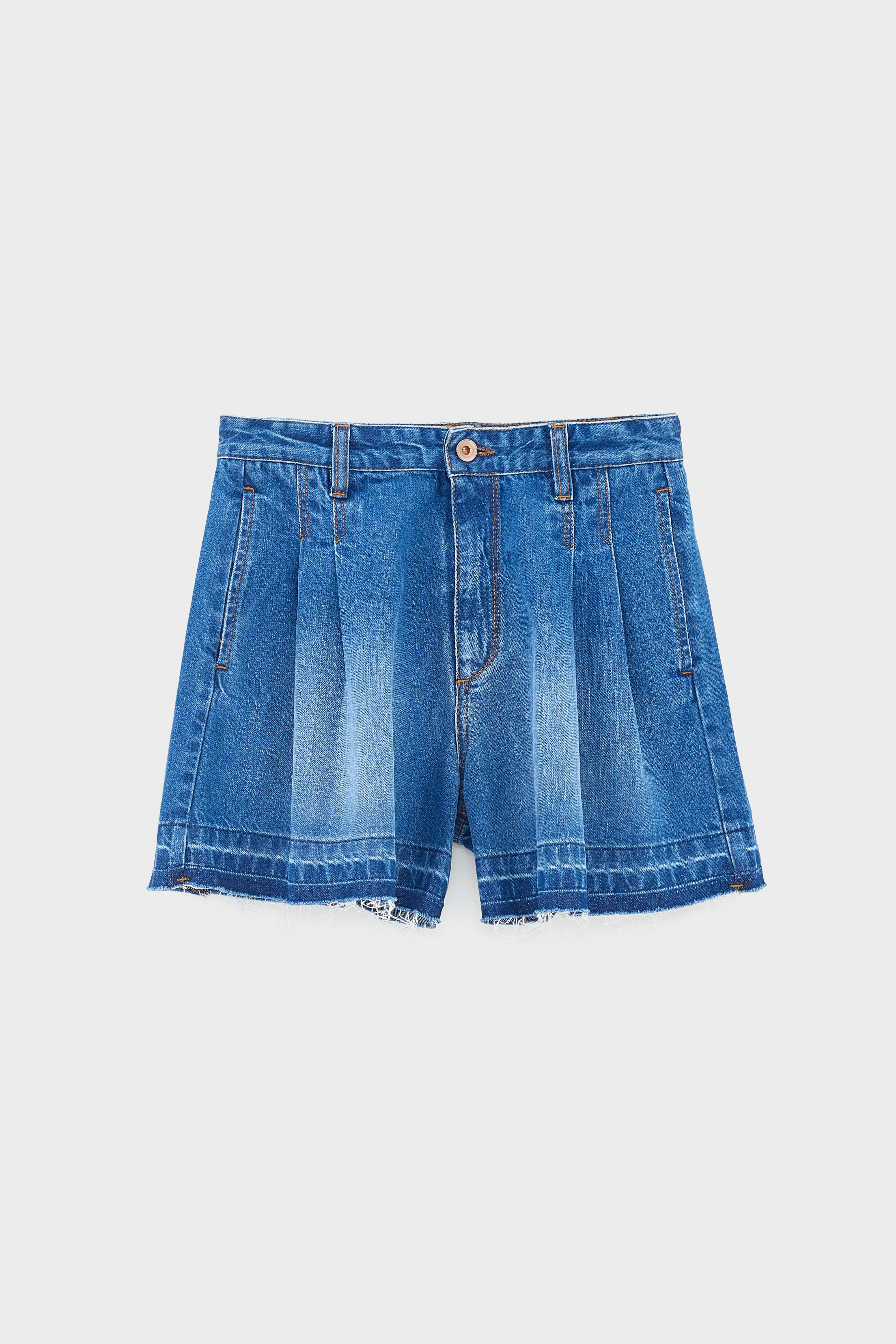 Pethula Geplooide Denim Shorts - Blue stone Voor Meisjes | Bellerose