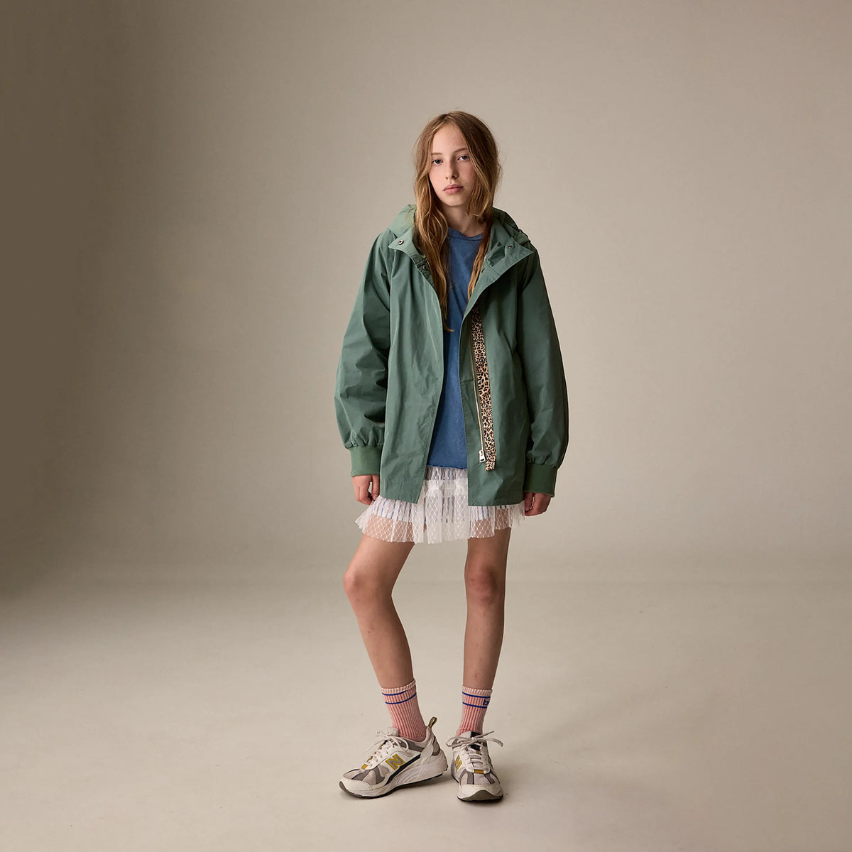 Oversized soft green hooded parka - Girls | Bellerose