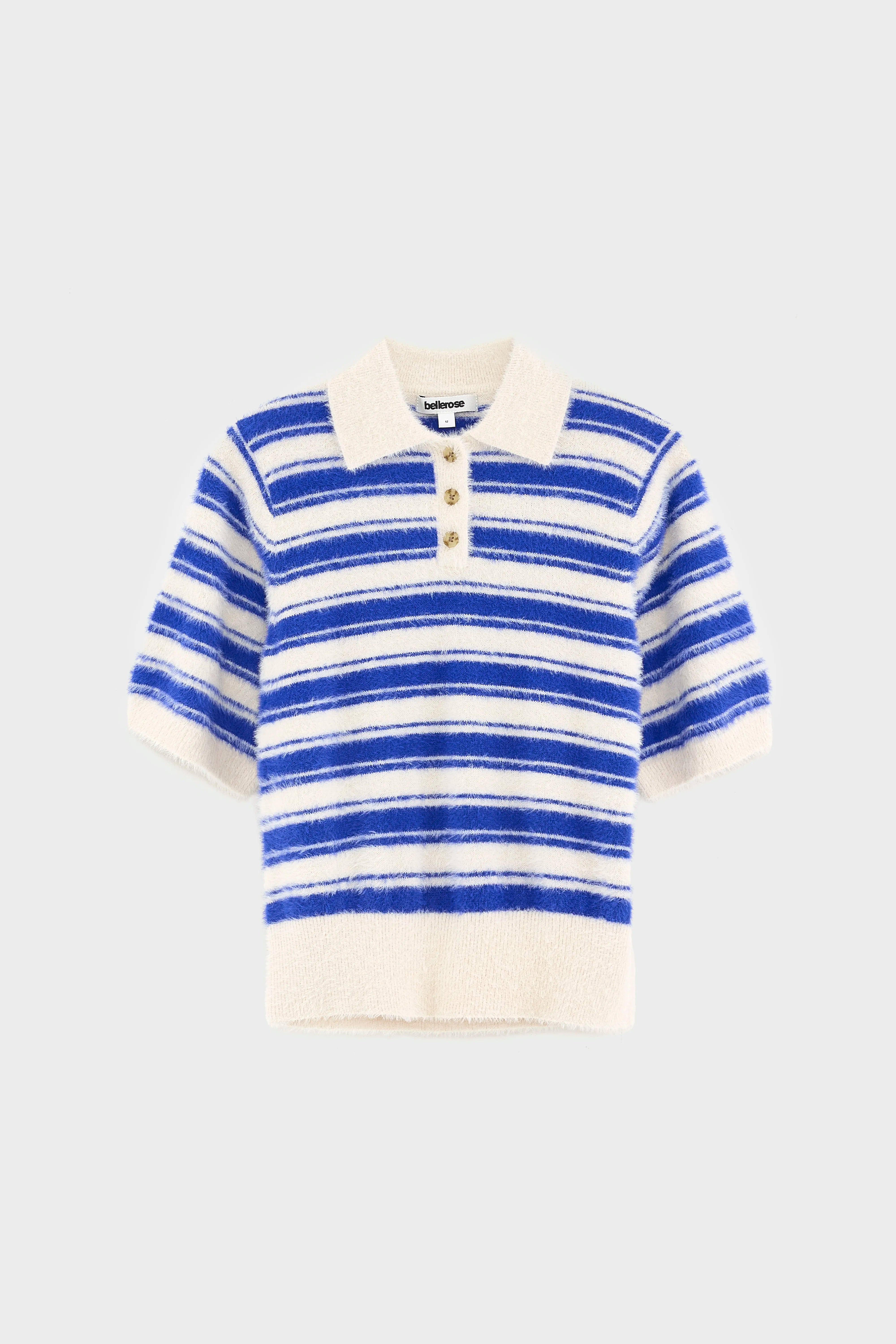 Golle Knitted Polo - Blueworker / Ecru For Girls | Bellerose