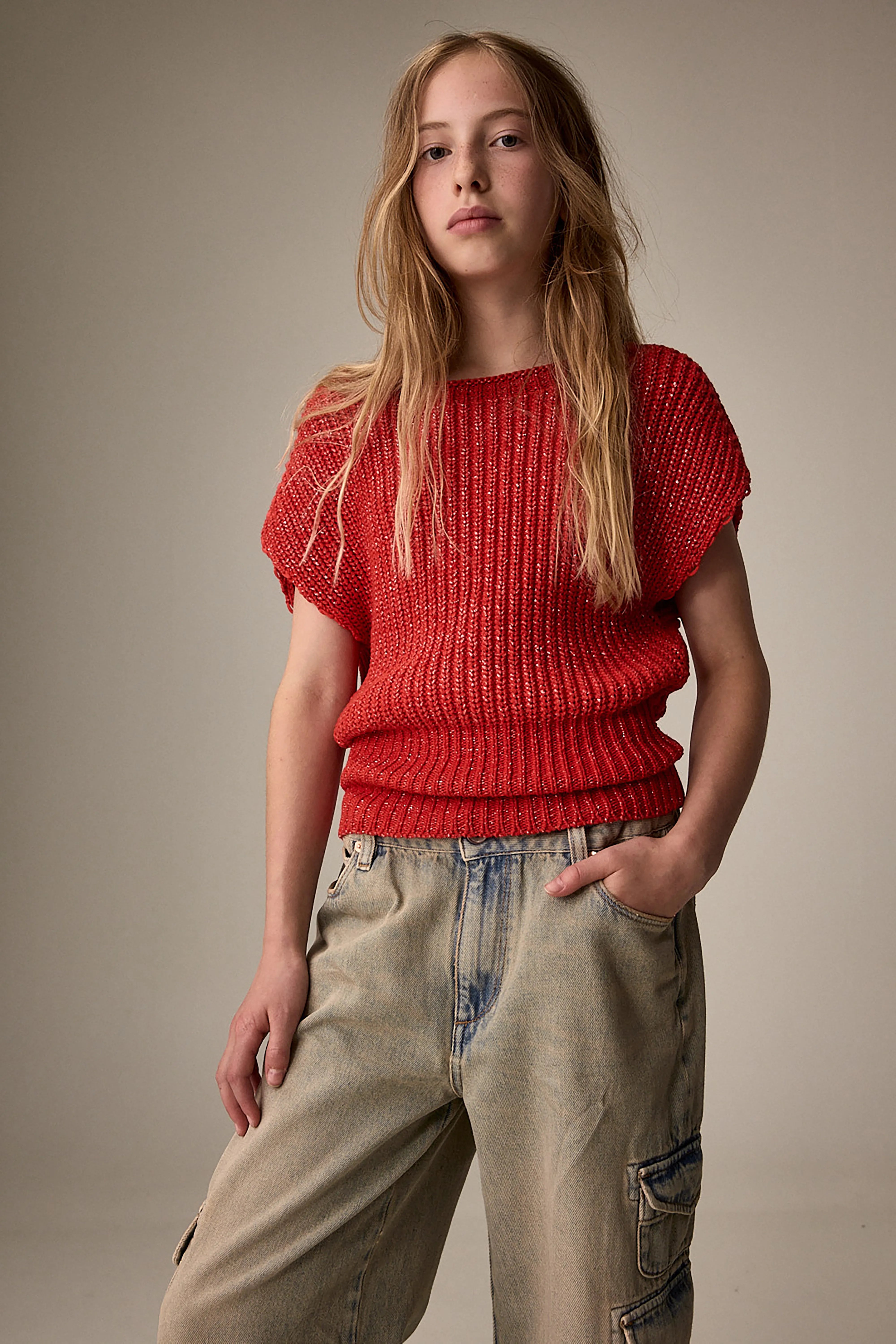 Pull Sans Manches Alib - Amore / Massai red / Silver Pour Fille | Bellerose