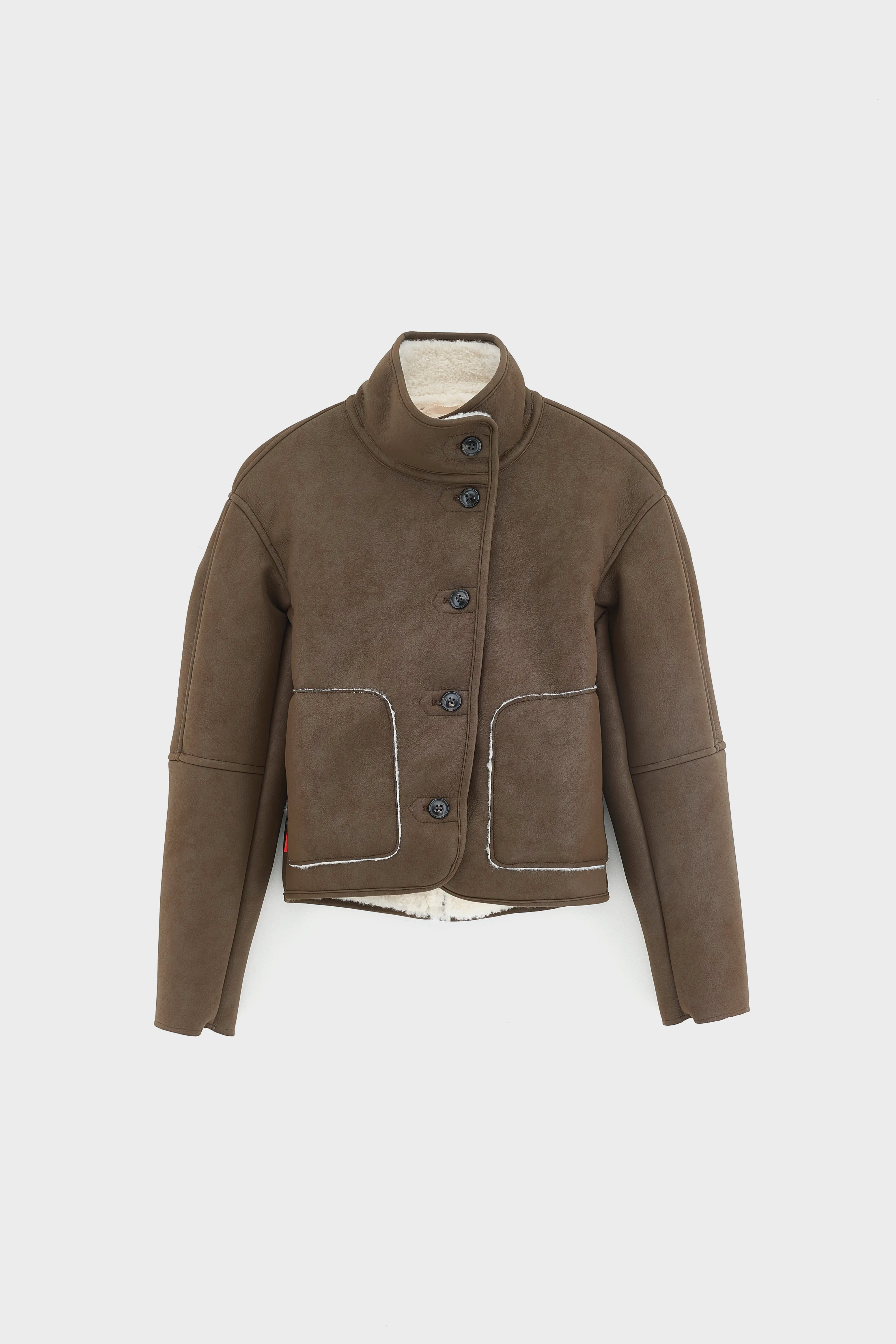 Jackie Shearling Jacket - Ecru / Sepia For Girls | Bellerose