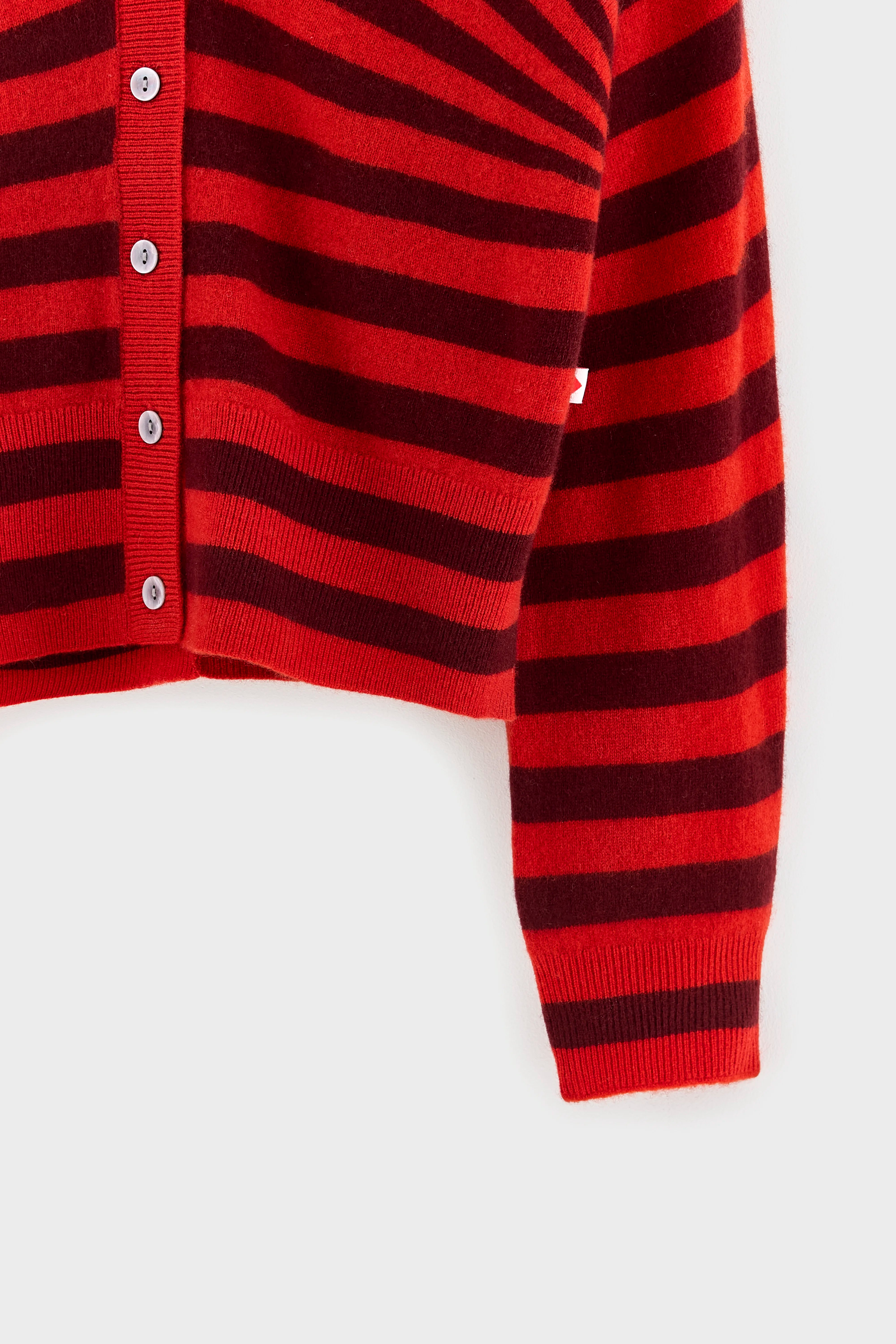 Alzo V-neck Cardigan - Cabernet / Pavot For Girls | Bellerose