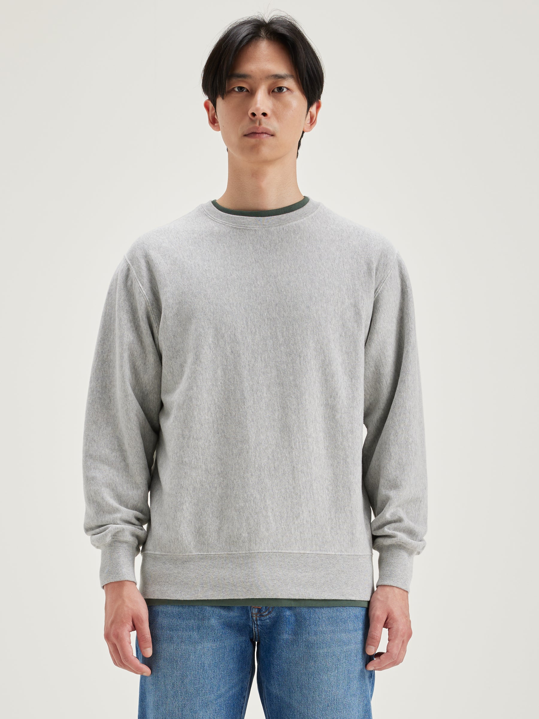 Flake Ronde Hals Sweatshirt - Heather grey Voor Heren | Bellerose