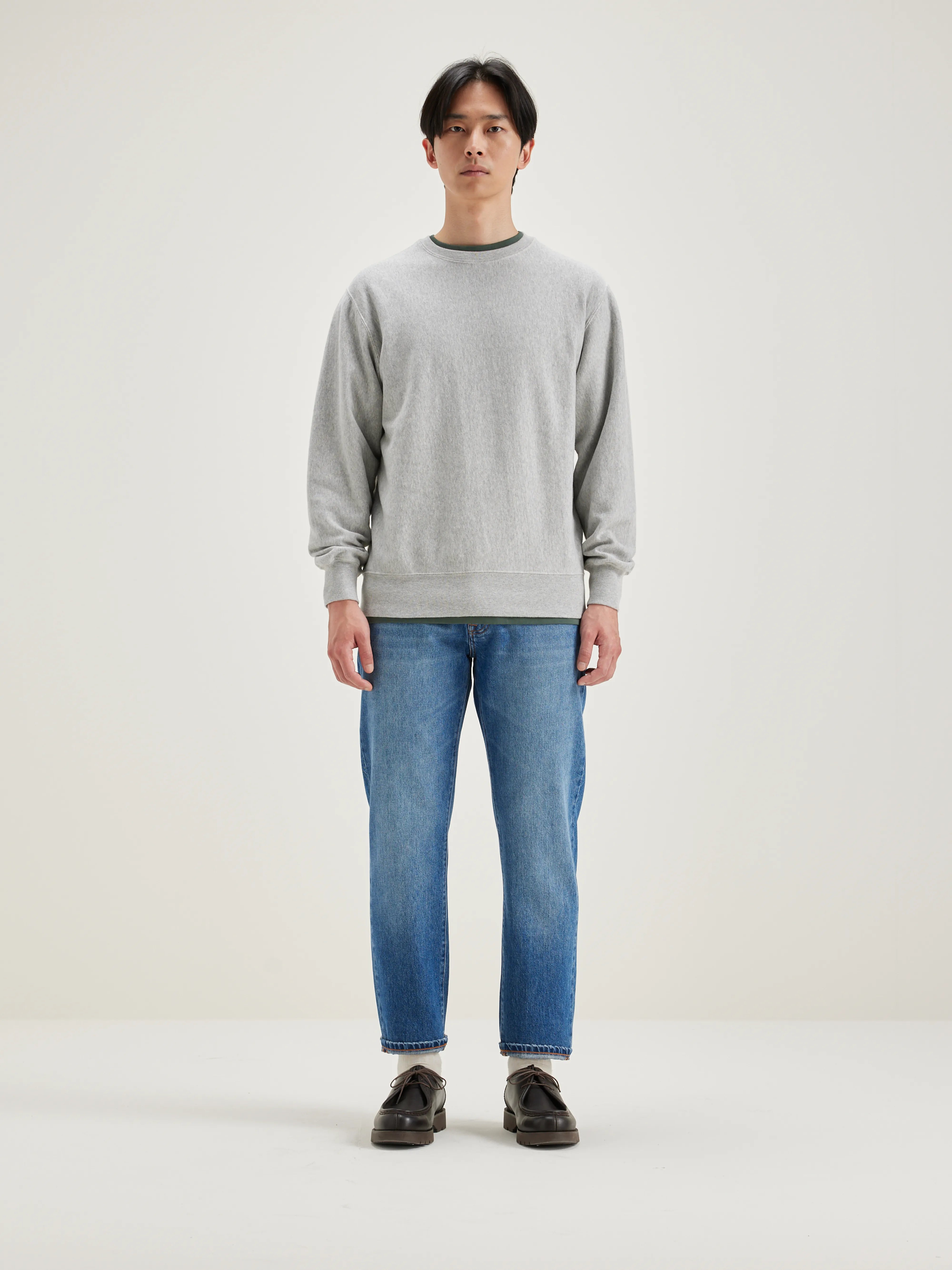 Flake Ronde Hals Sweatshirt - Heather grey Voor Heren | Bellerose