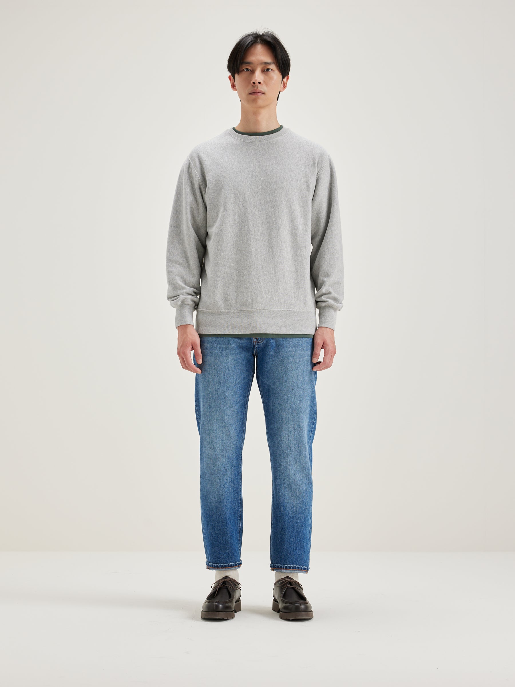 Flake Ronde Hals Sweatshirt - Heather grey Voor Heren | Bellerose