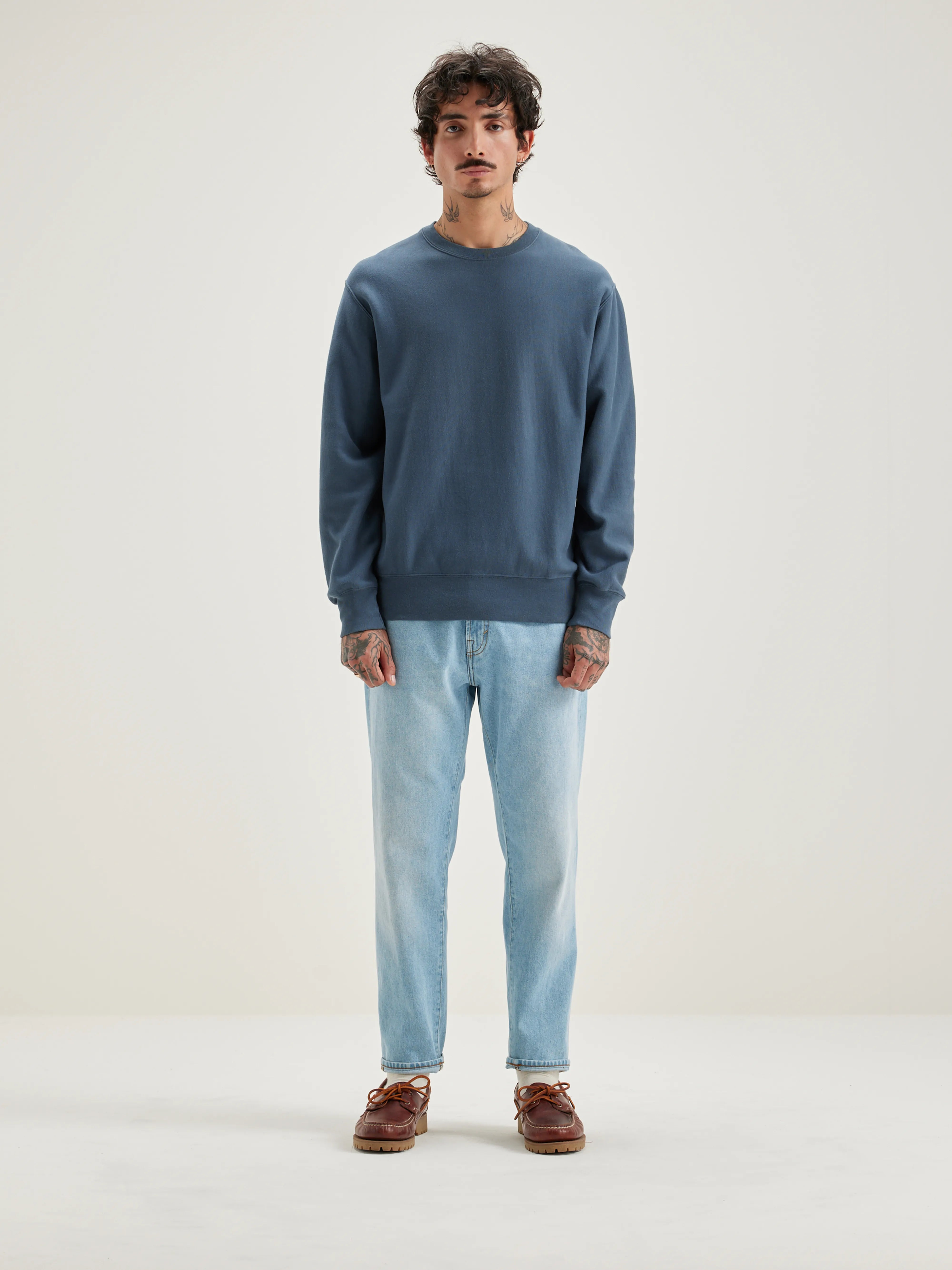 Flake Ronde Hals Sweatshirt - Dove Voor Heren | Bellerose