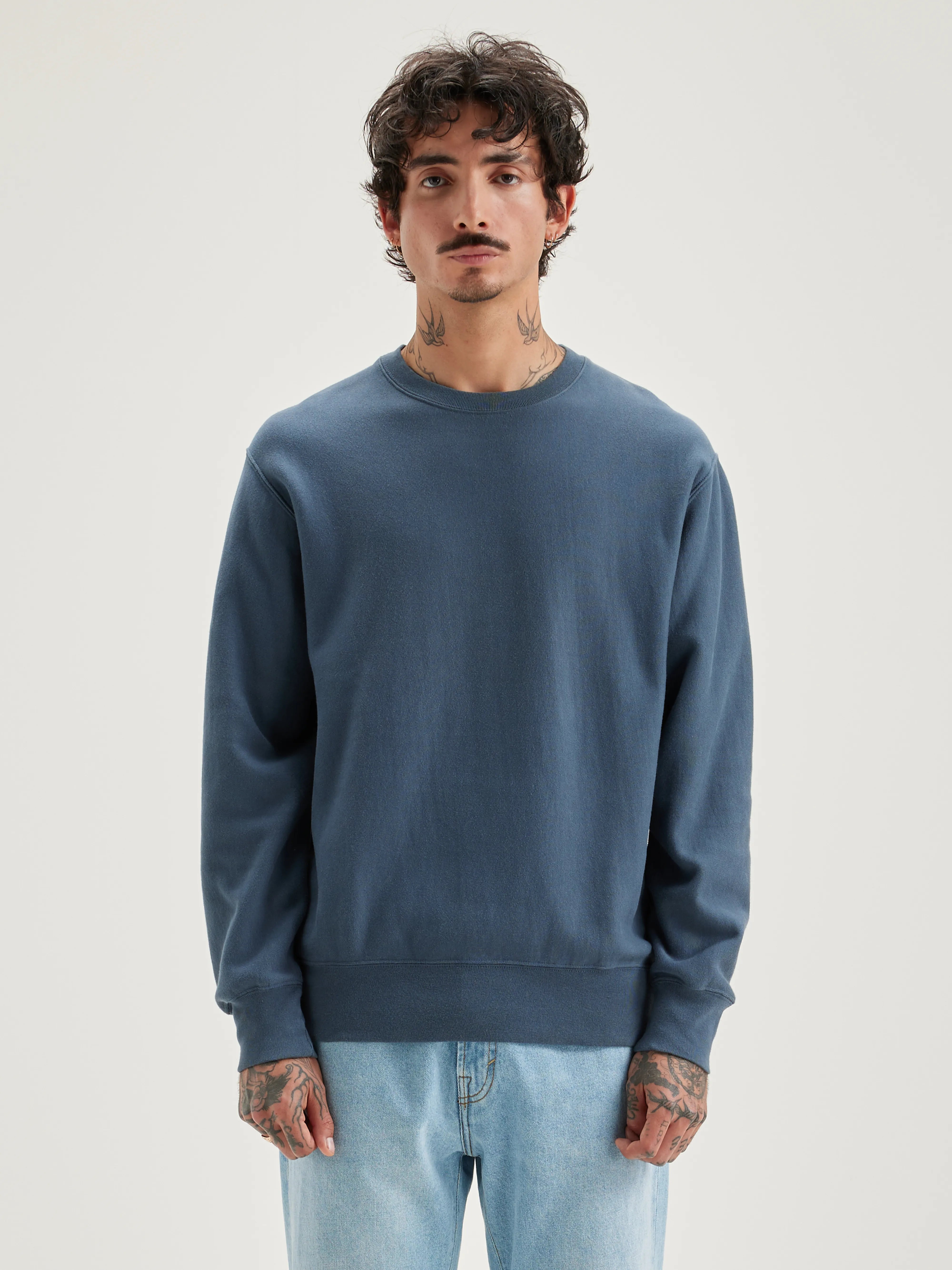 Flake Ronde Hals Sweatshirt - Dove Voor Heren | Bellerose