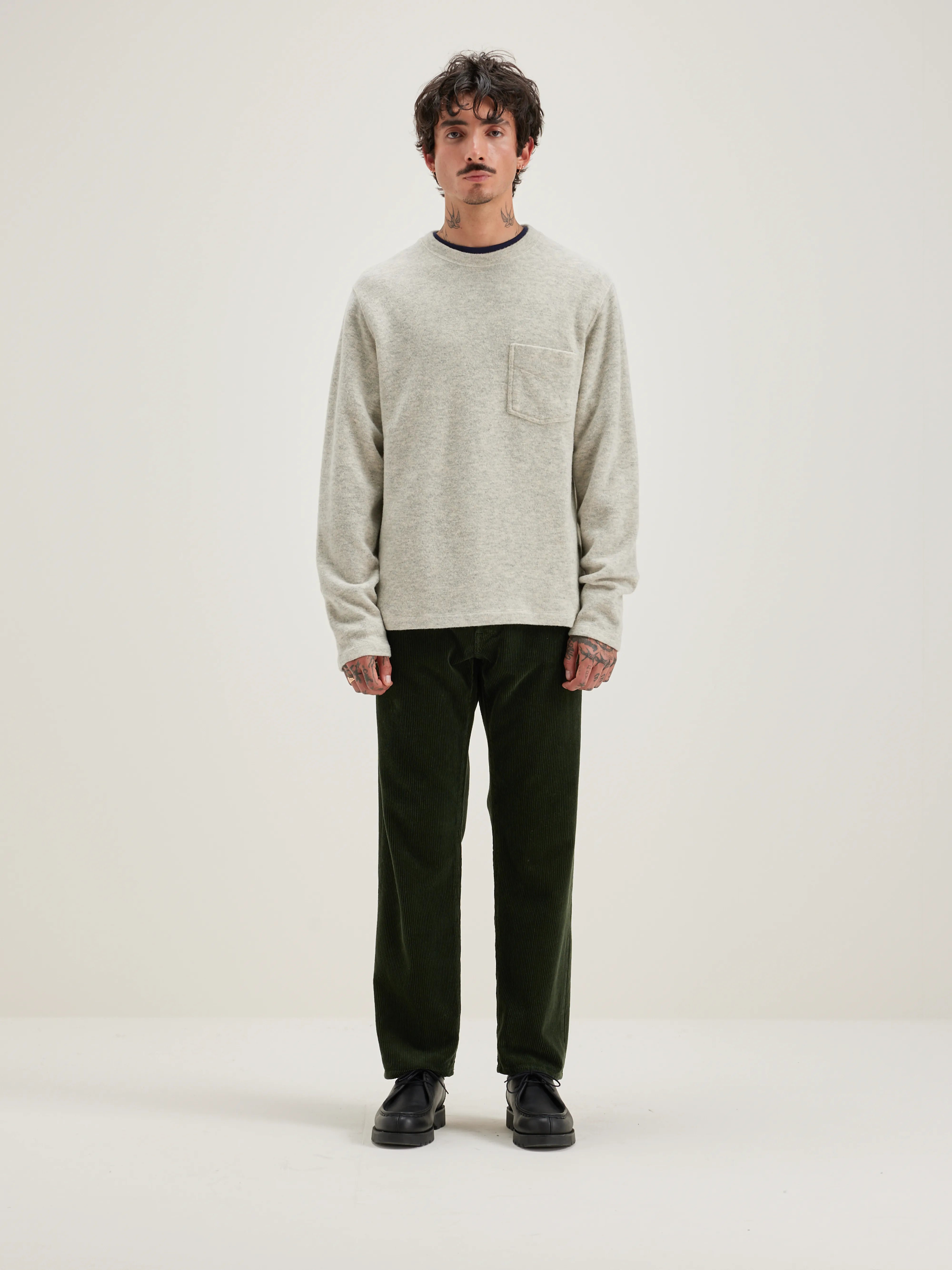 Sweatshirt Col Rond Velo - Heather grey Pour Homme | Bellerose