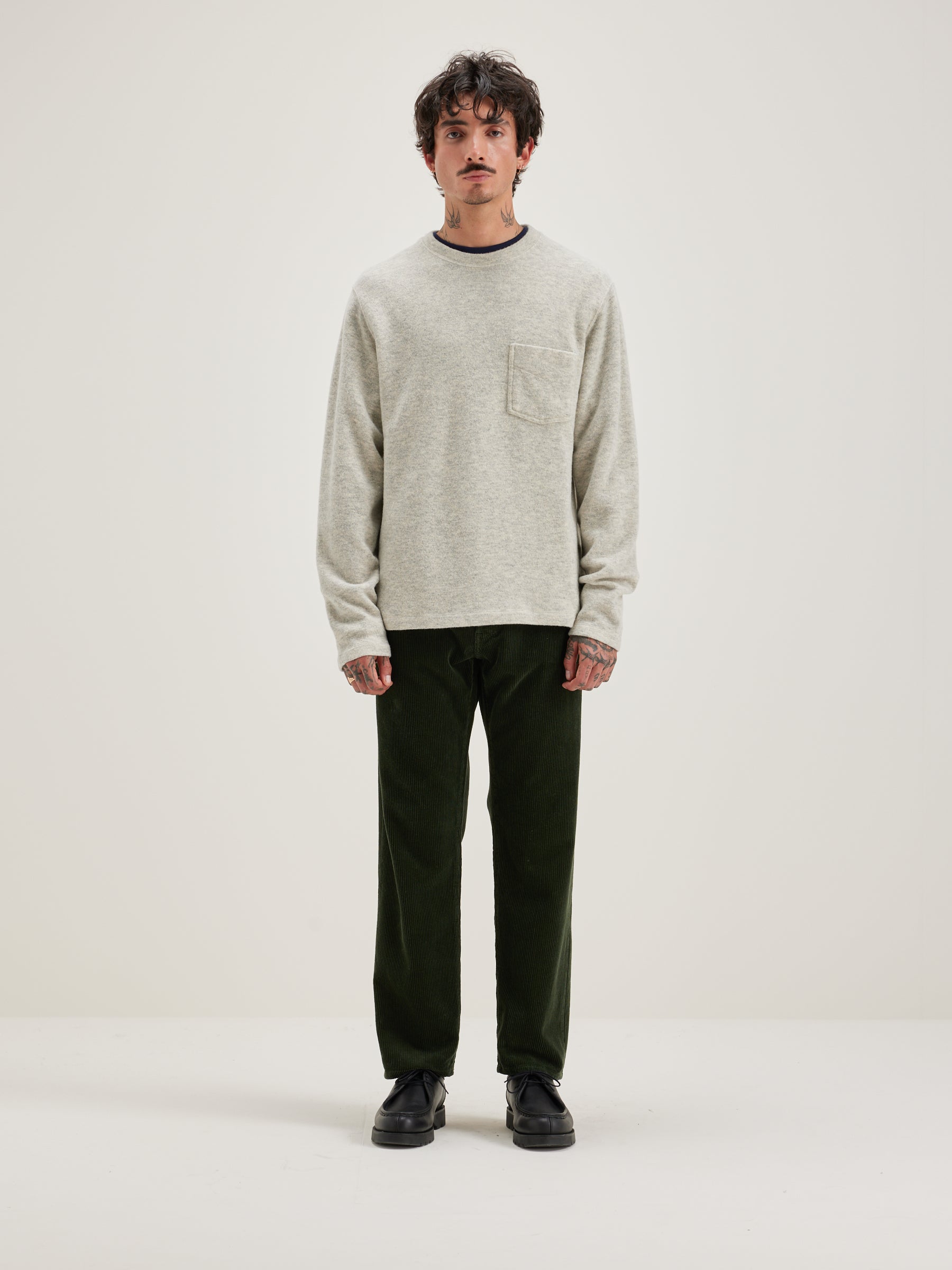 Sweatshirt Col Rond Velo - Heather grey Pour Homme | Bellerose