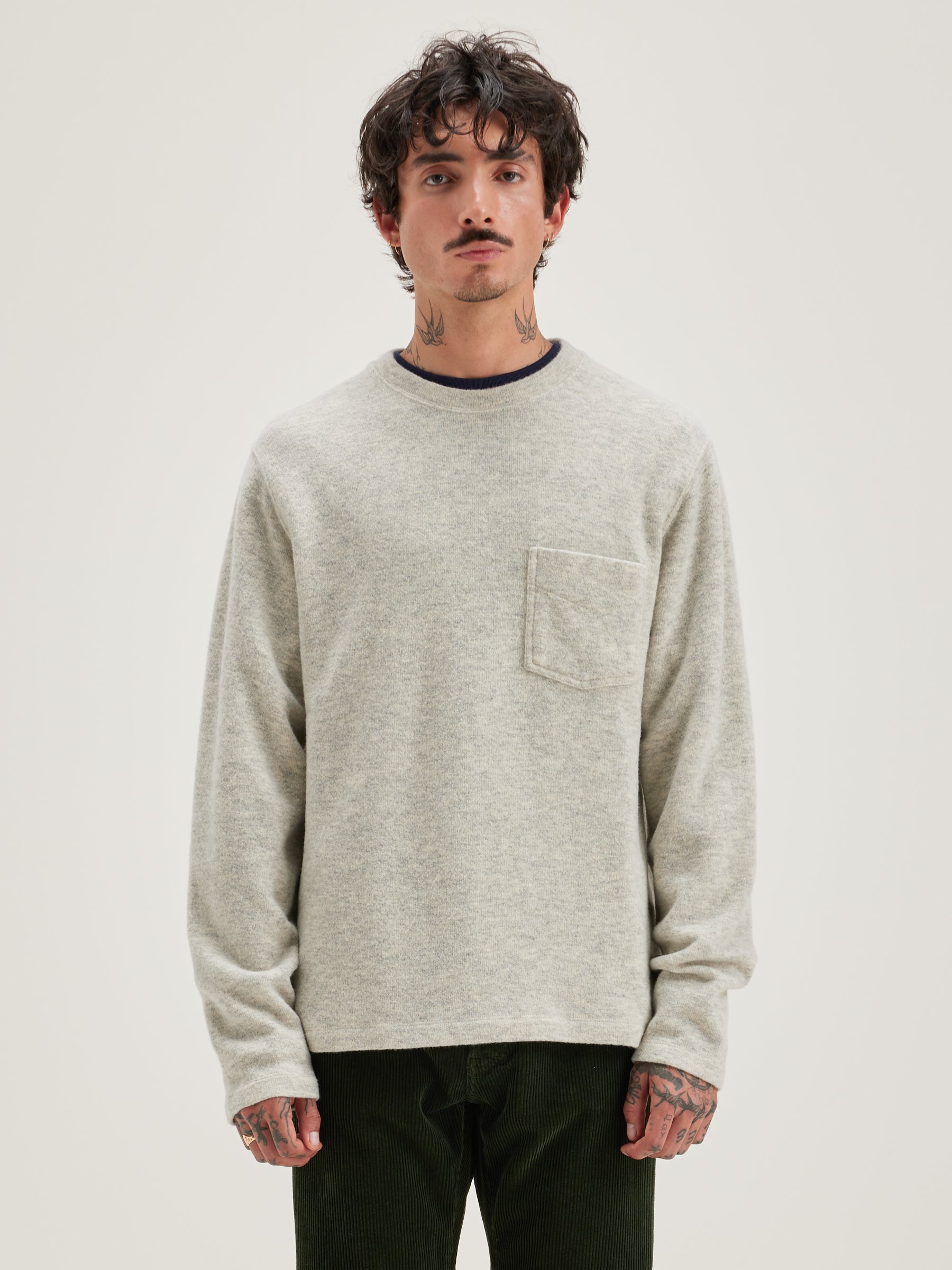 Velo Crew-neck Sweatshirt - Heather grey For Men | Bellerose