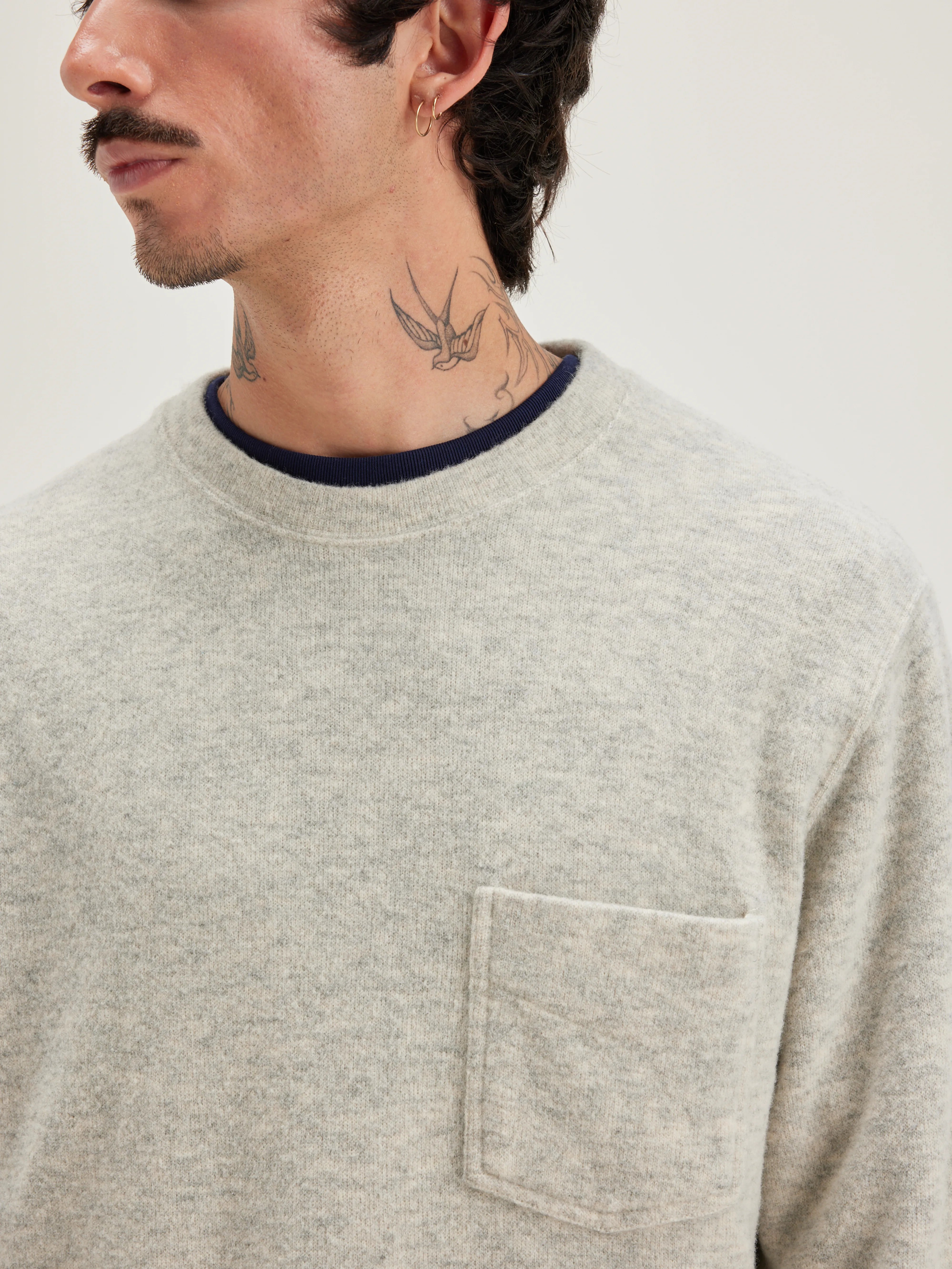 Sweatshirt Col Rond Velo - Heather grey Pour Homme | Bellerose