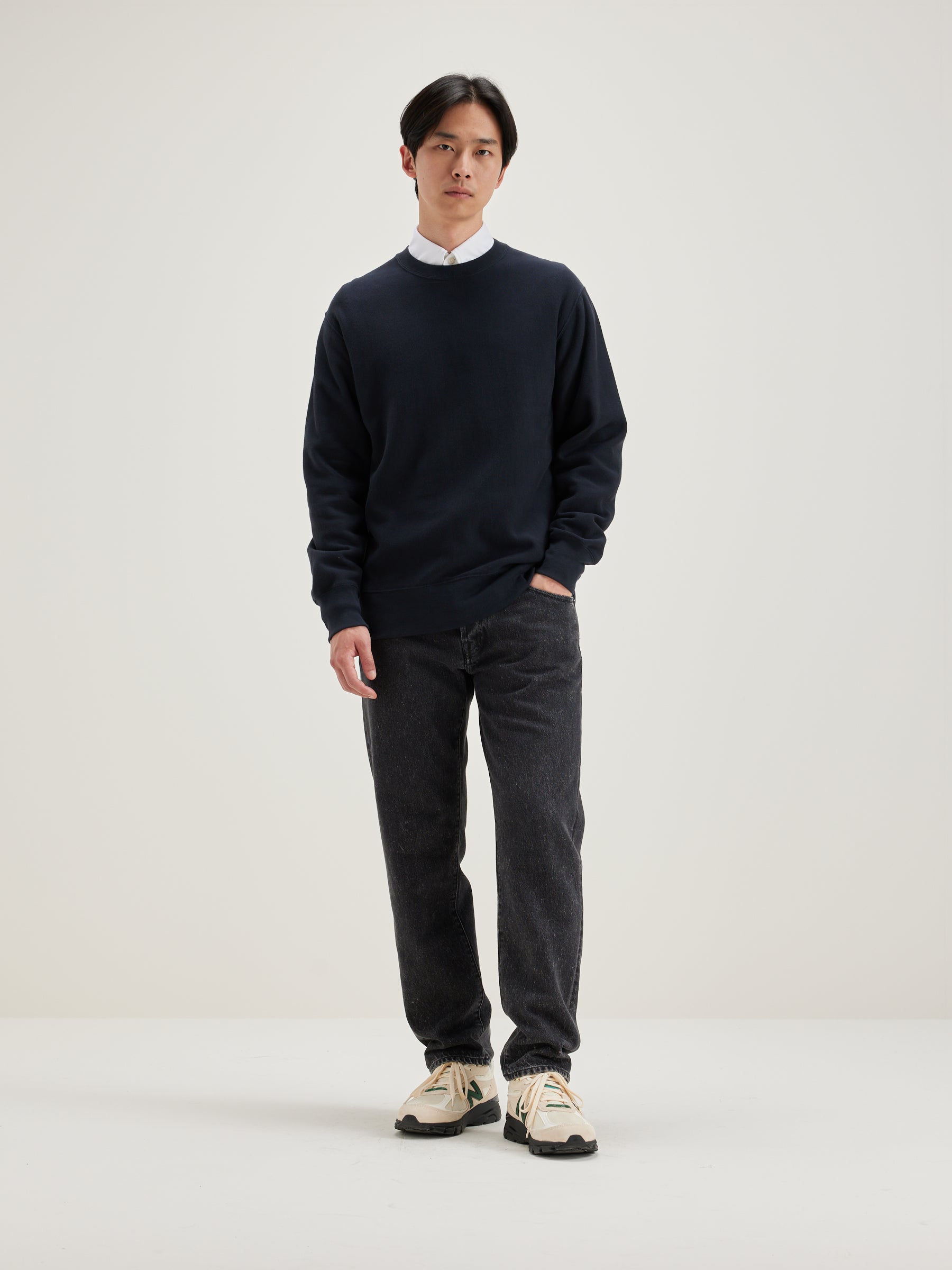 Flake ronde hals sweatshirt (242 / M / NAVY)