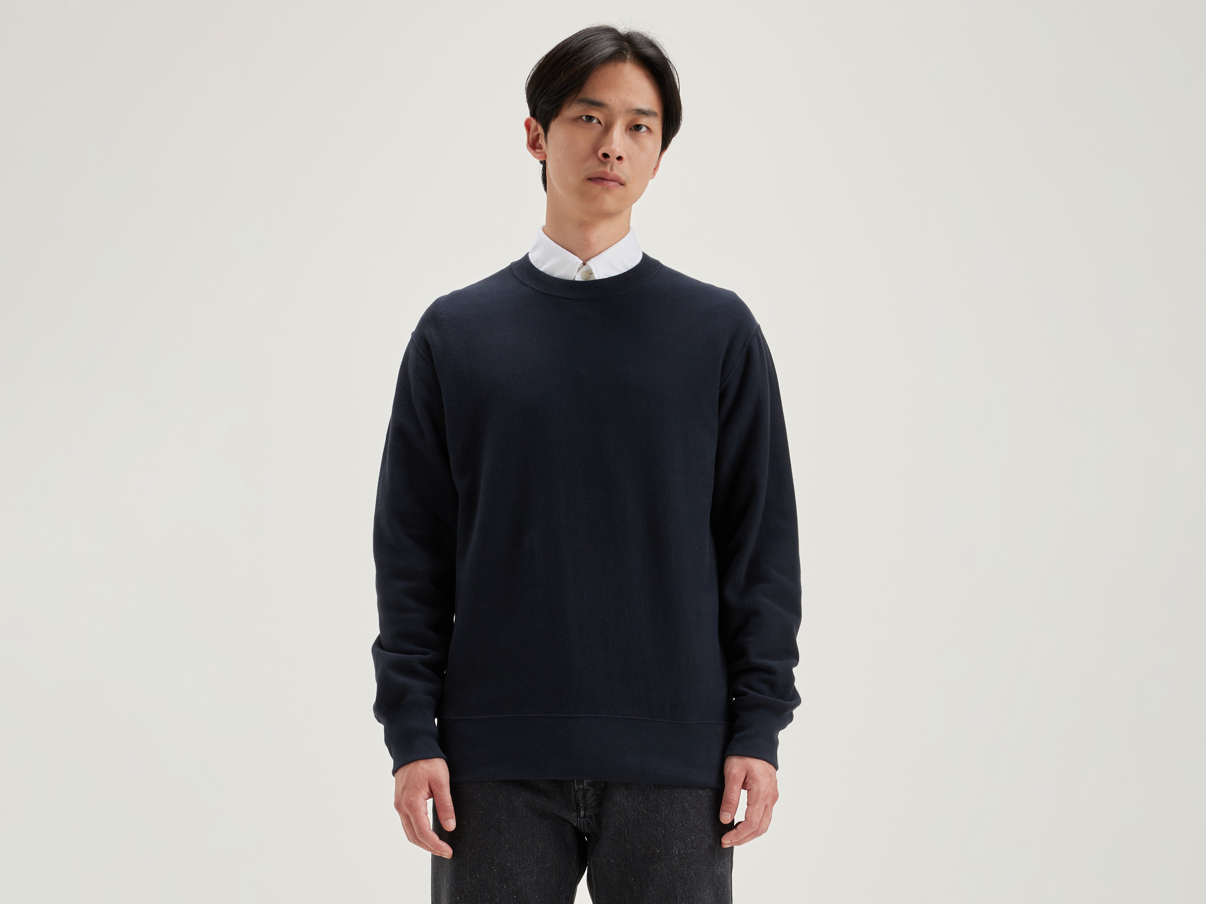 Flake ronde hals sweatshirt (242 / M / NAVY)