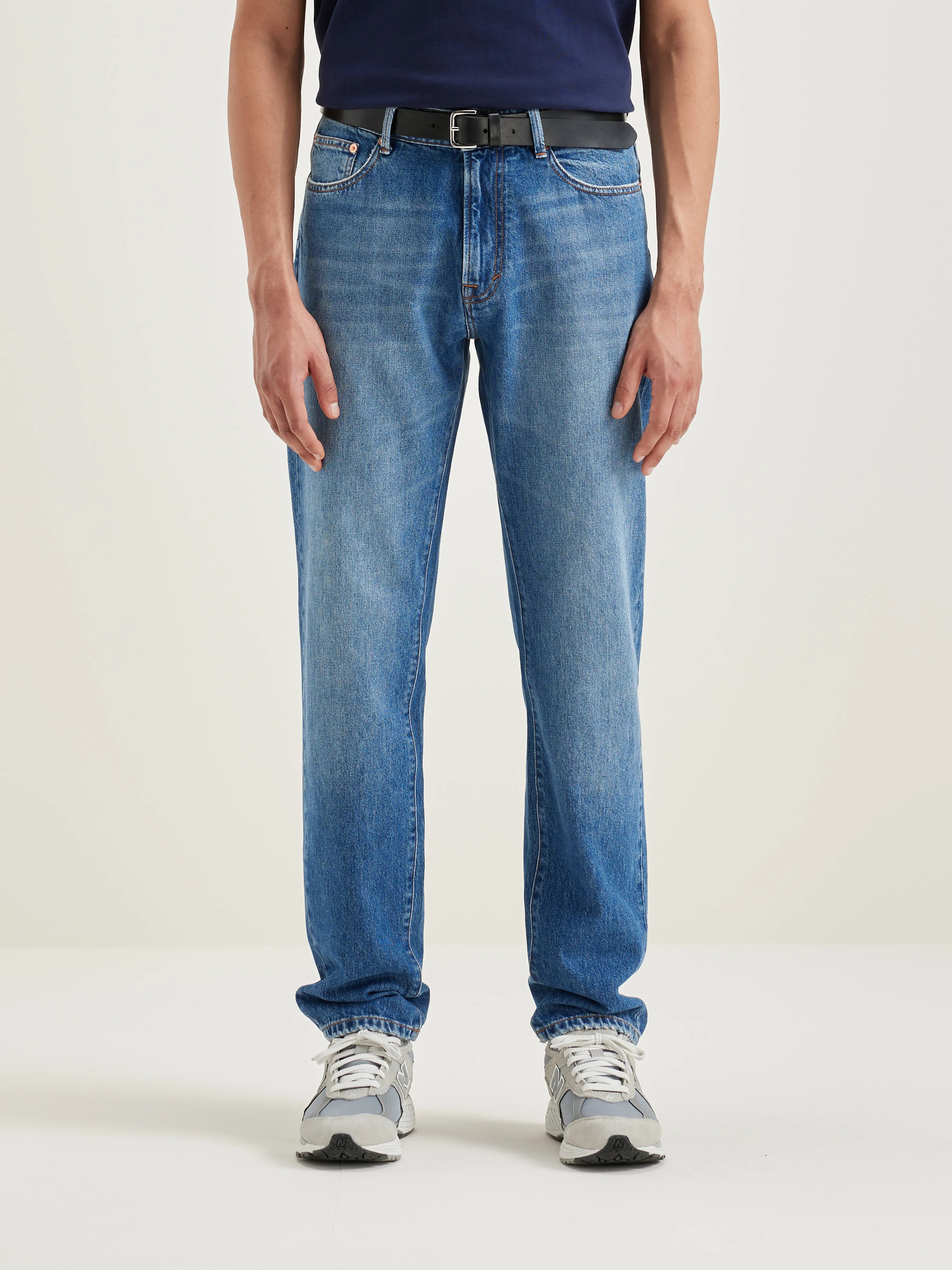 Jean Droit Keegan - Medium blue bleach Pour Homme | Bellerose