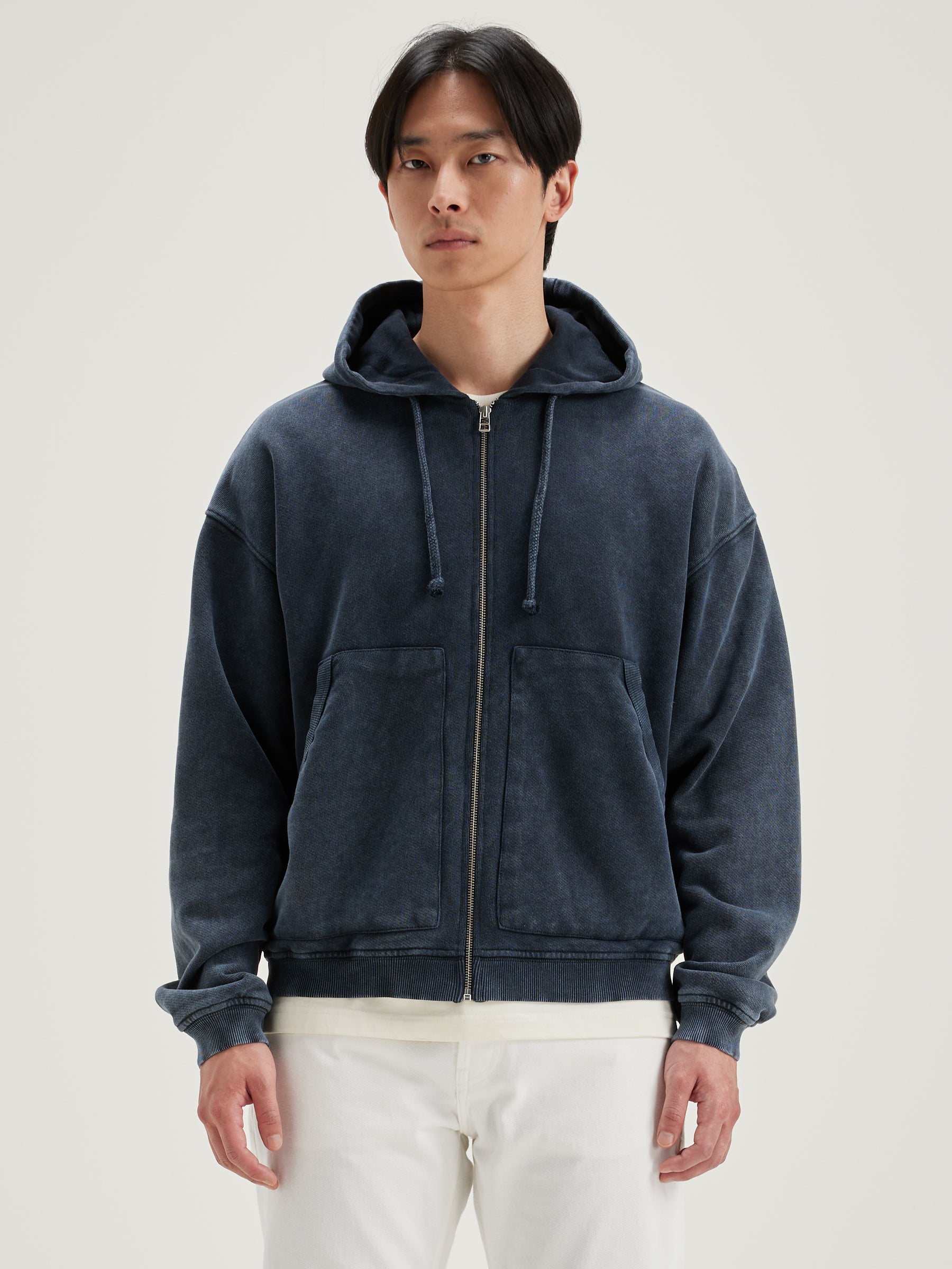 Falkon hoodie met rits (242 / M / BLACK BLUE)