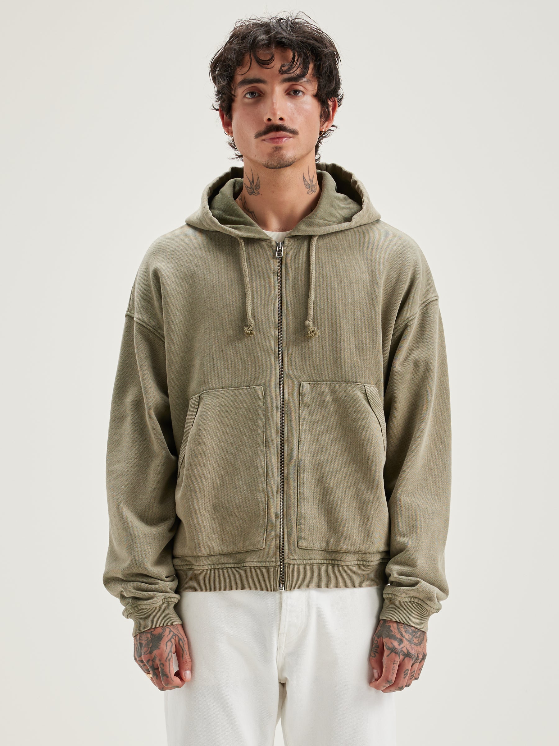 Sweatshirt À Capuche Zippé Falkon - Military Pour Homme | Bellerose