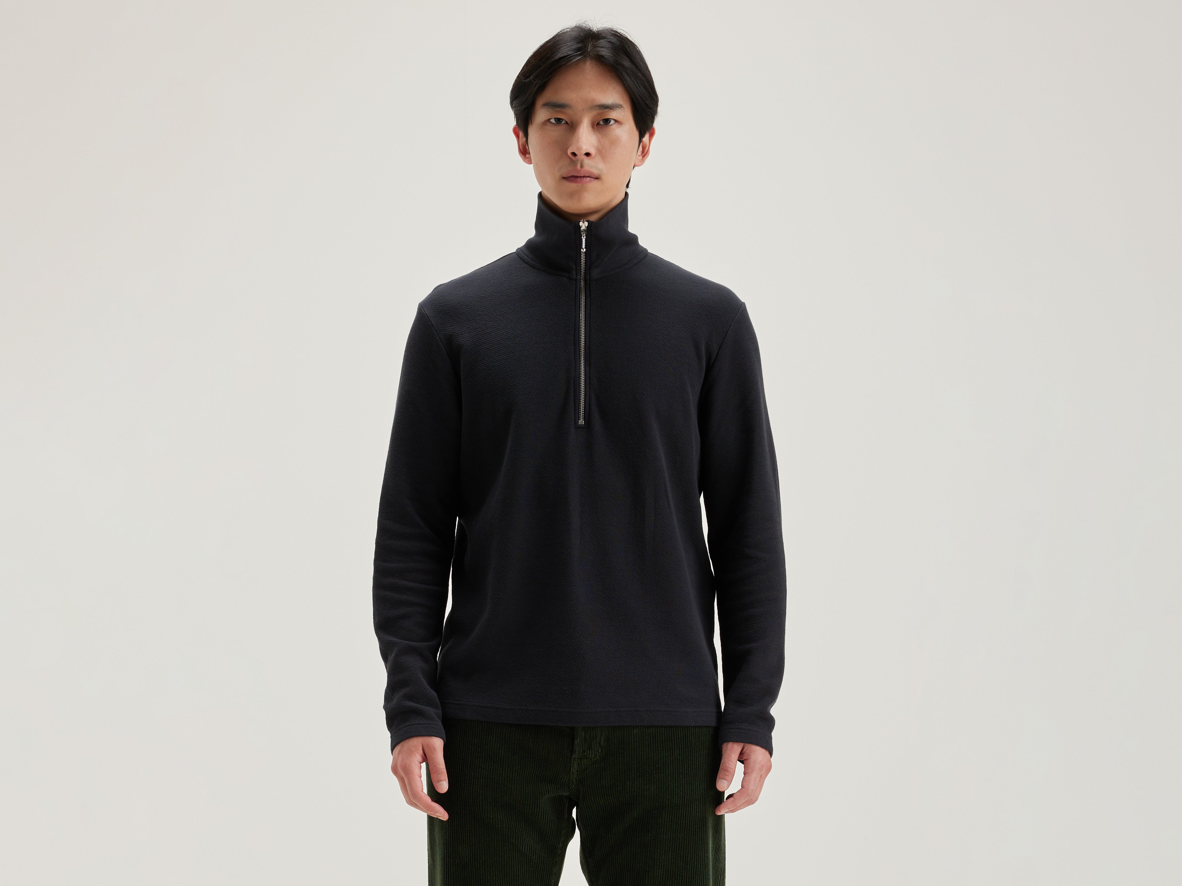 Spence zipped-collar t-shirt (242 / M / NAVY)