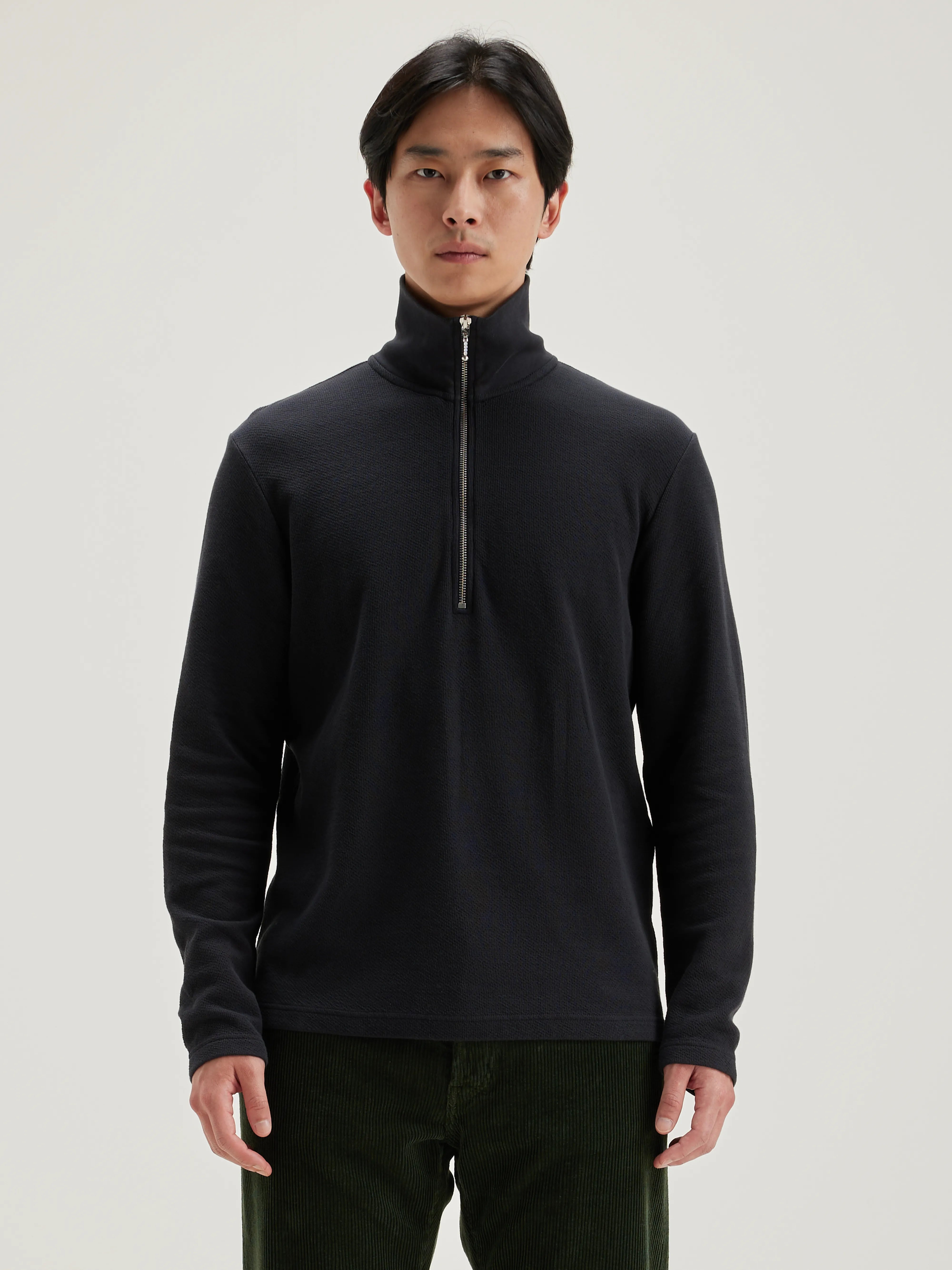 Spence zipped-collar t-shirt (242 / M / NAVY)