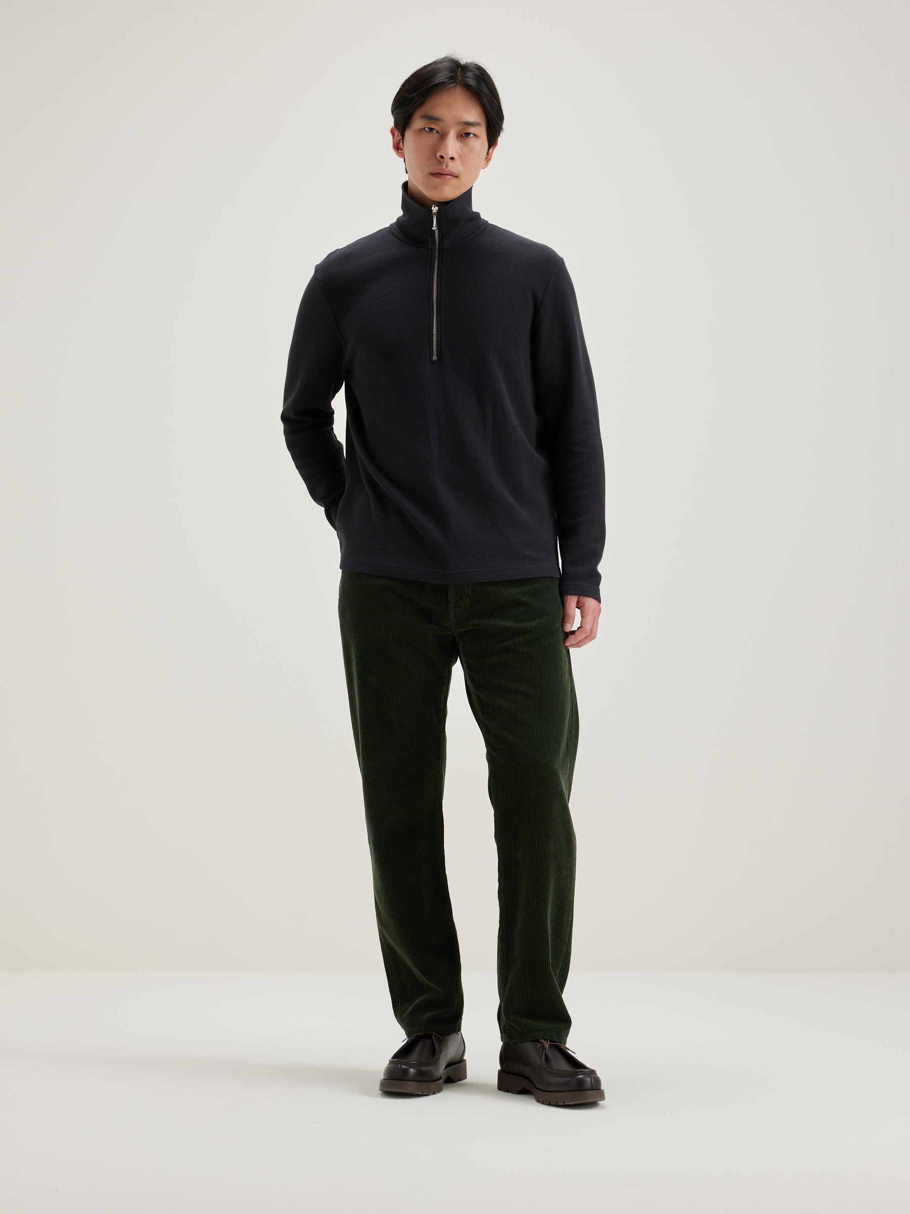 Spence zipped-collar t-shirt (242 / M / NAVY)