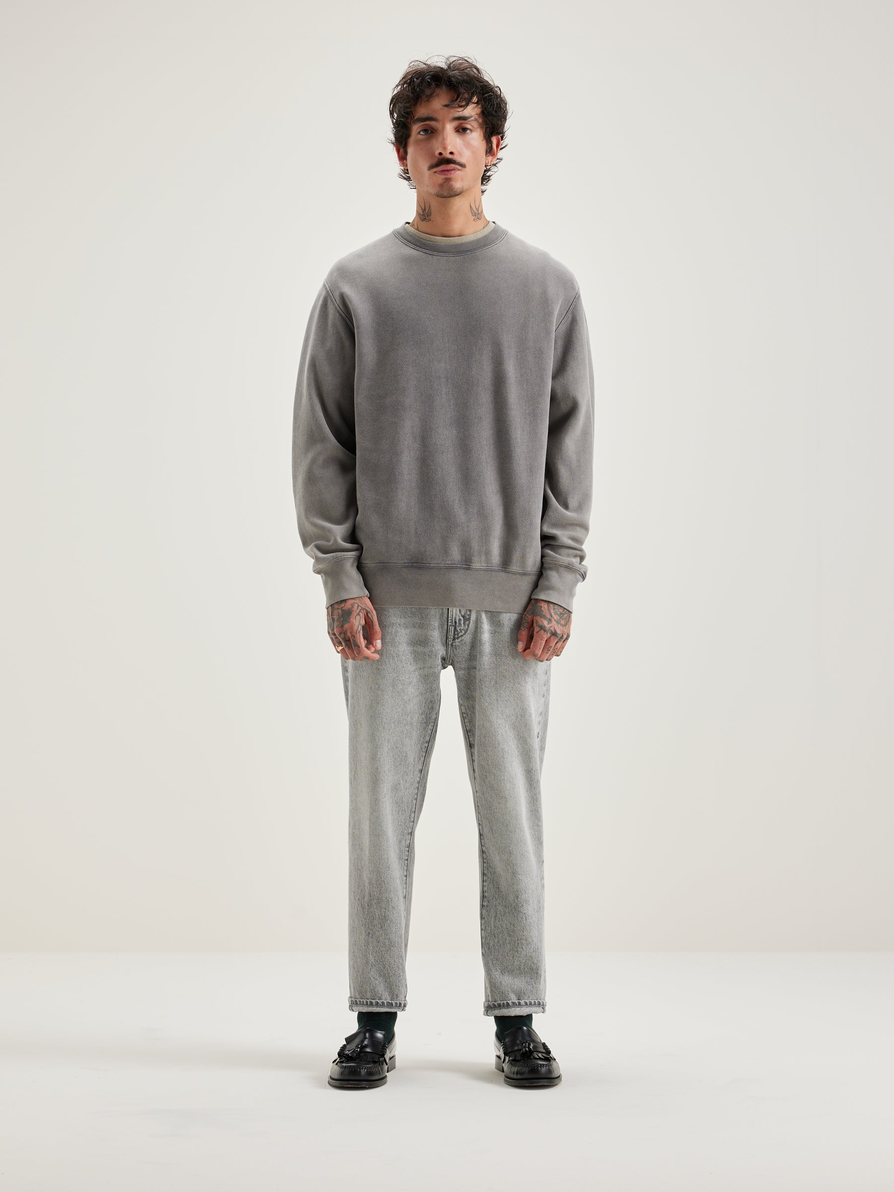 Flake ronde hals sweatshirt (242 / M / DEEP GREY)