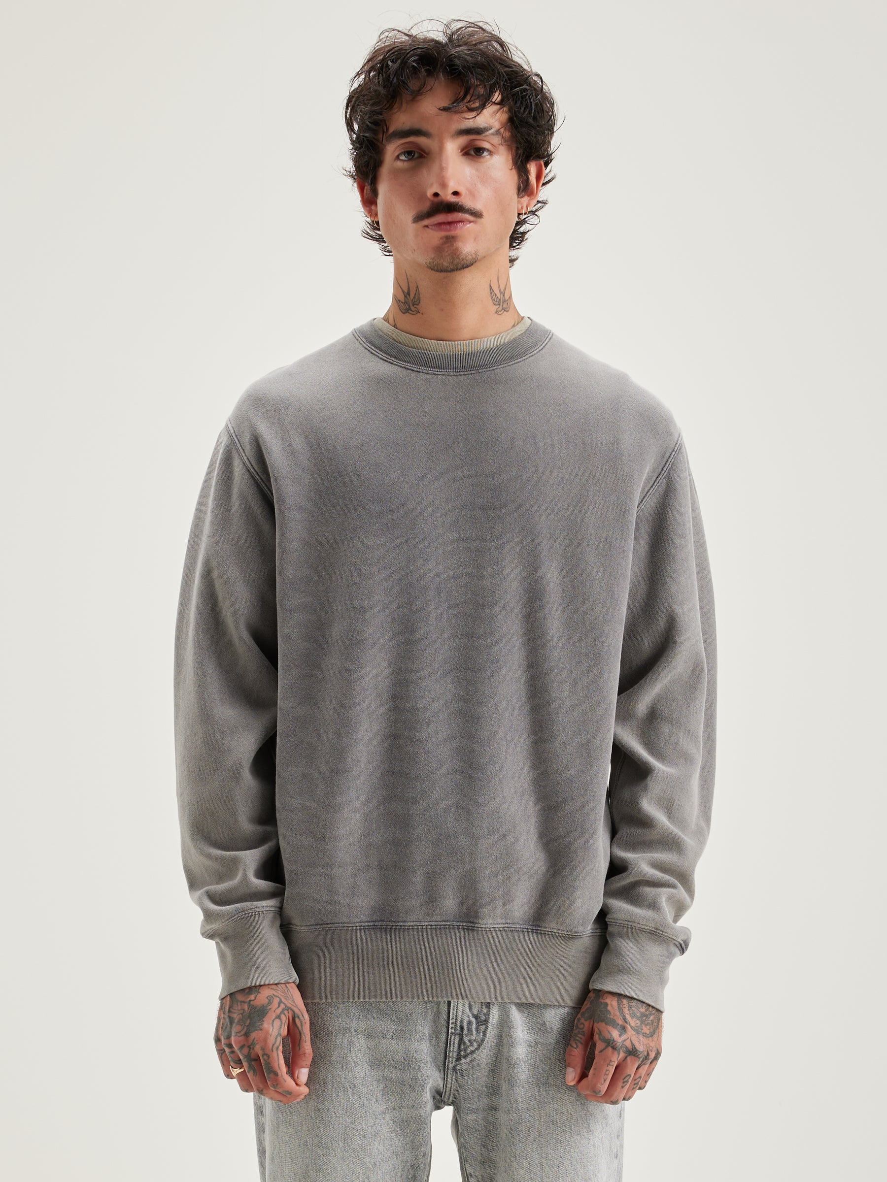 Flake Ronde Hals Sweatshirt - Deep grey Voor Heren | Bellerose