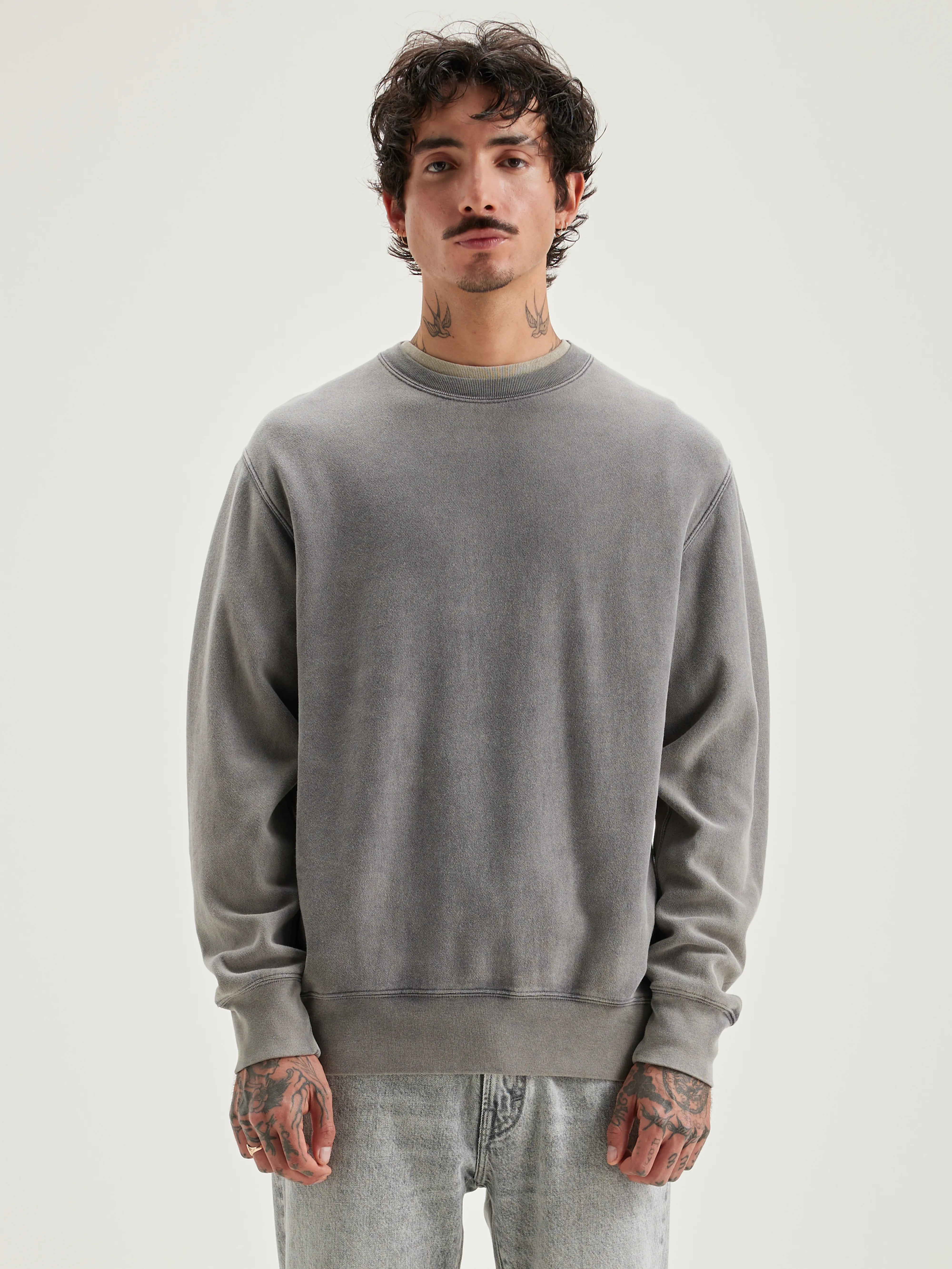 Flake Ronde Hals Sweatshirt - Deep grey Voor Heren | Bellerose