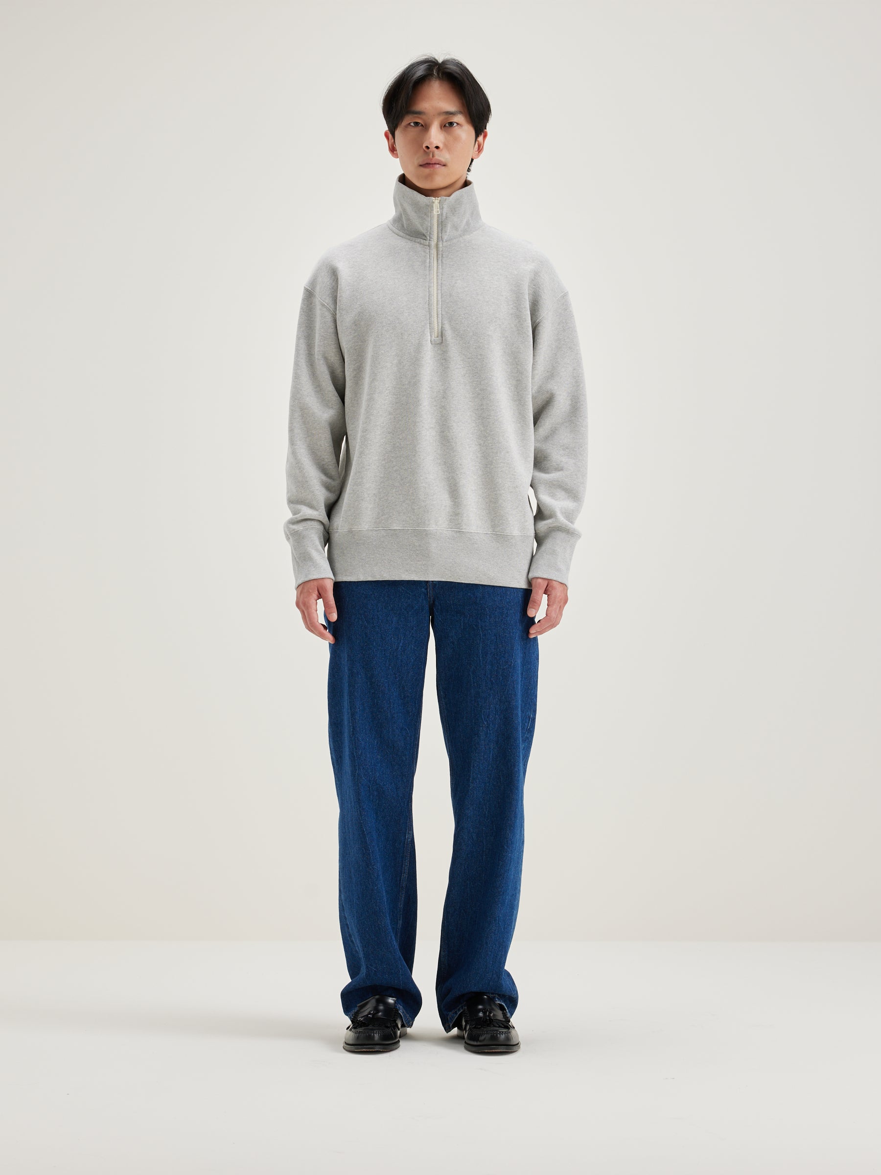 Faber Zipped-collar Sweatshirt - Heather grey For Men | Bellerose