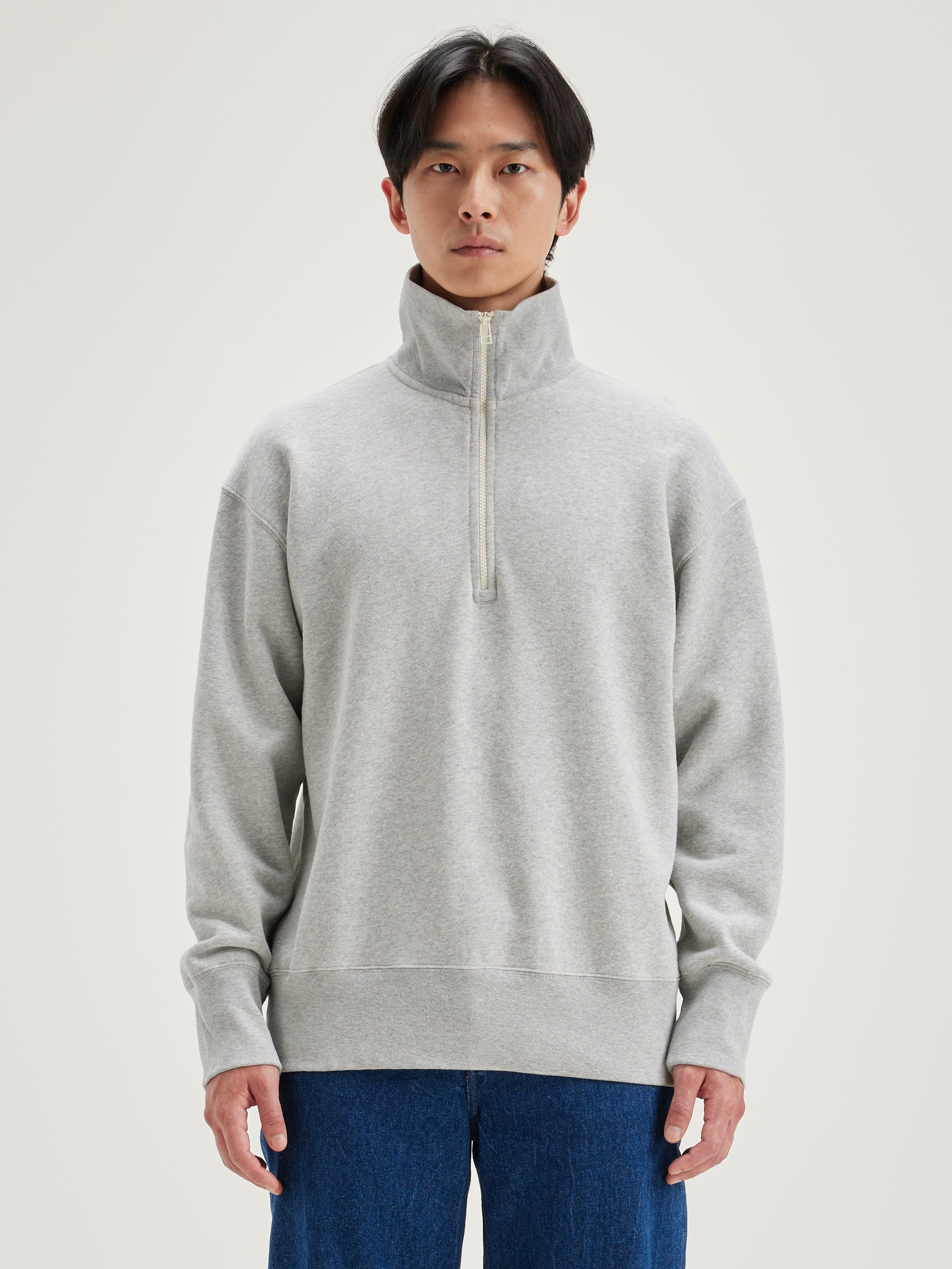 Sweatshirt Col Zippé Faber - Heather grey Pour Homme | Bellerose