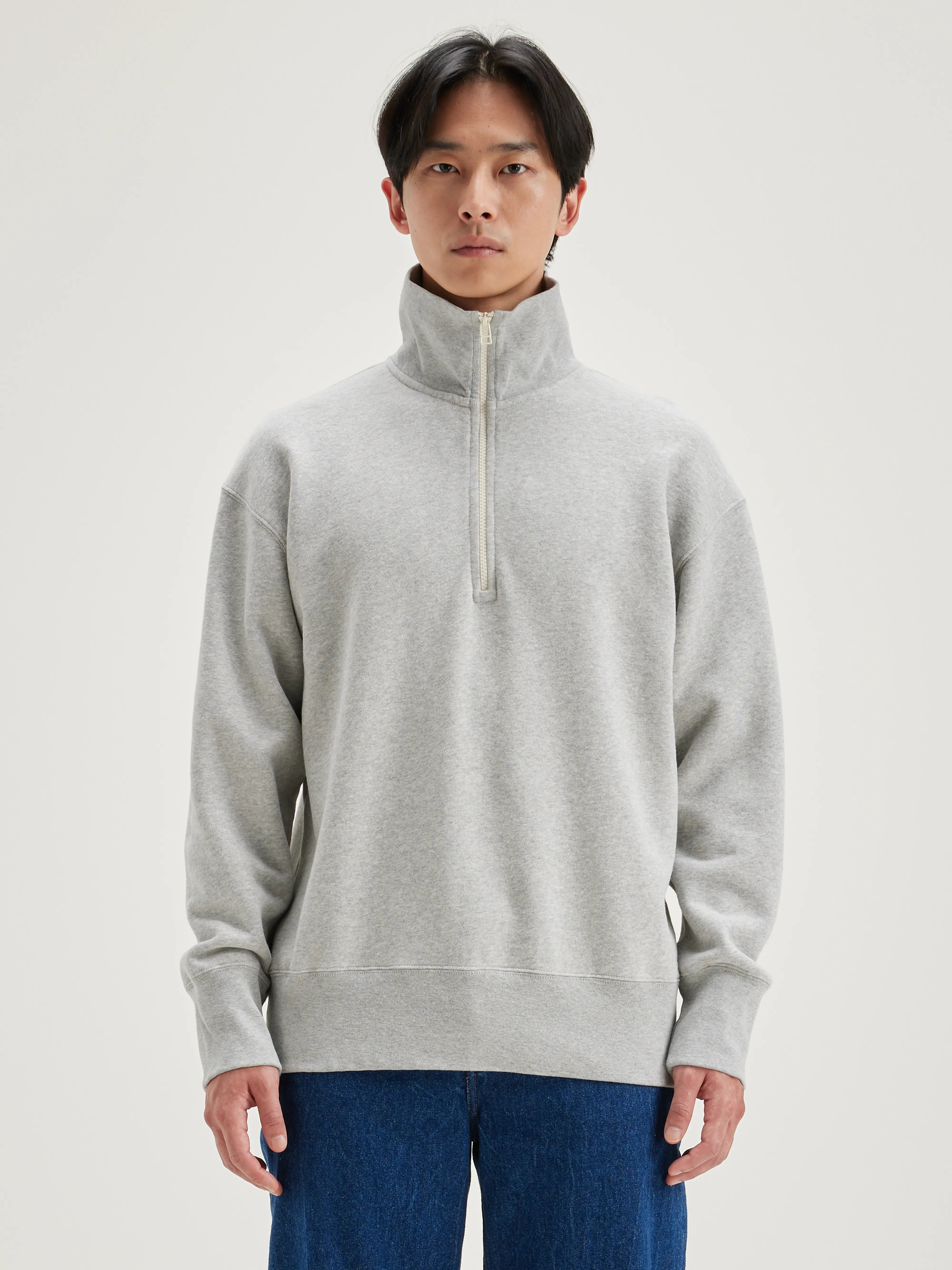 Sweatshirt Col Zippé Faber - Heather grey Pour Homme | Bellerose